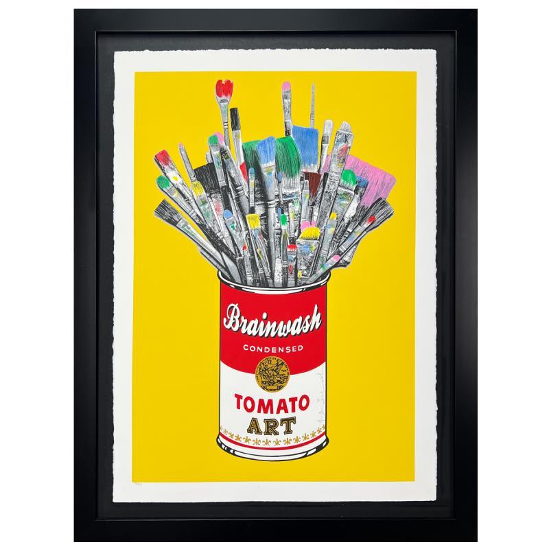 "Tomato Pop (Yellow)" Framed Limited Edition Hand-Finished Silk Screen - Mixed Media Art by Mr. Brainwash