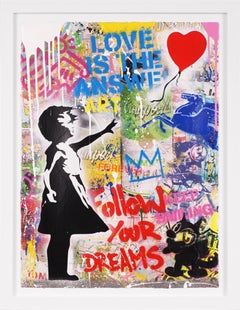 'Balloon Girl, Love Is The Answer' Street Pop Art Painting, Unique, 2021