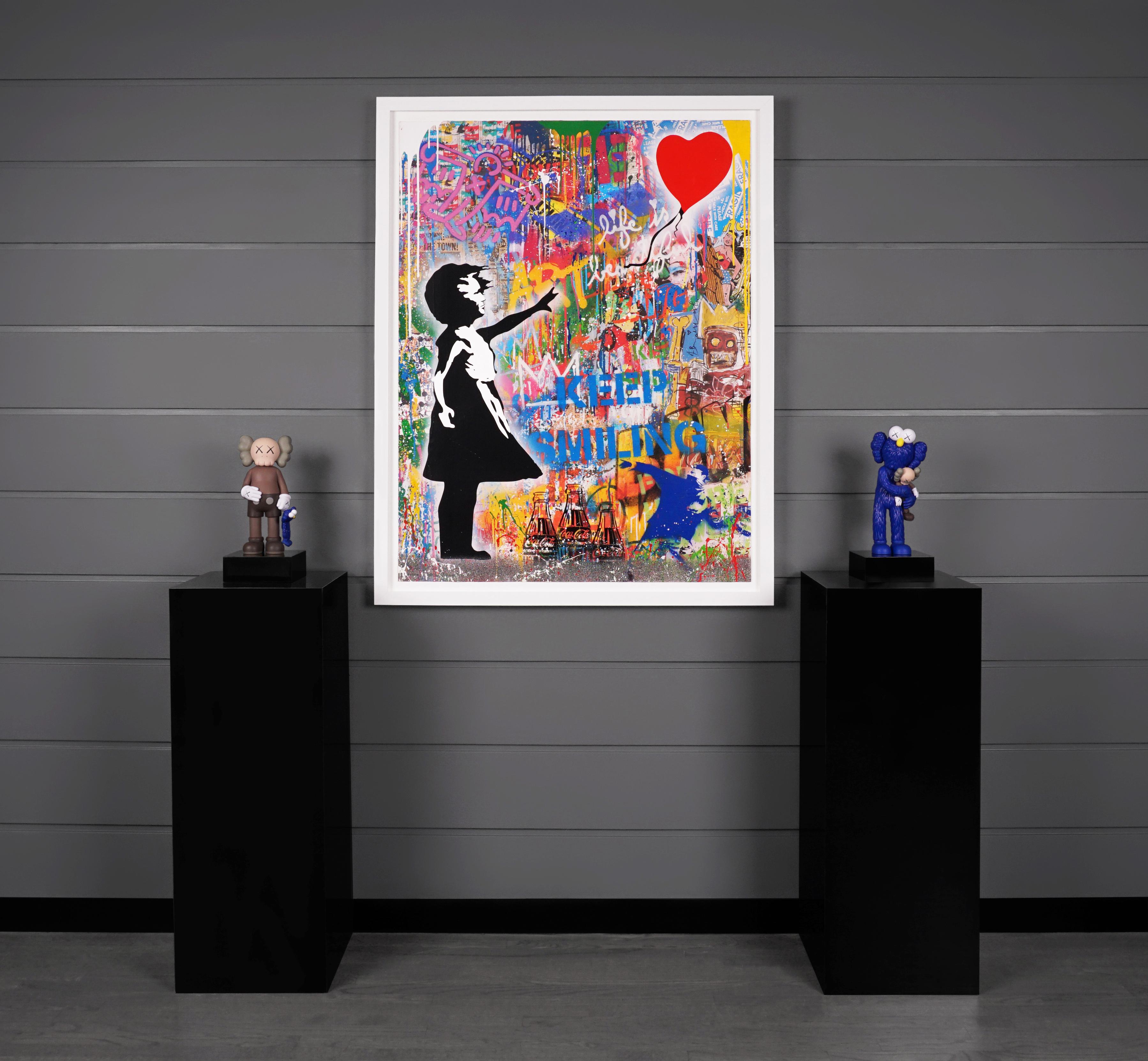 'Balloon Girl' Street Pop Art Painting, Unique, 2021 3