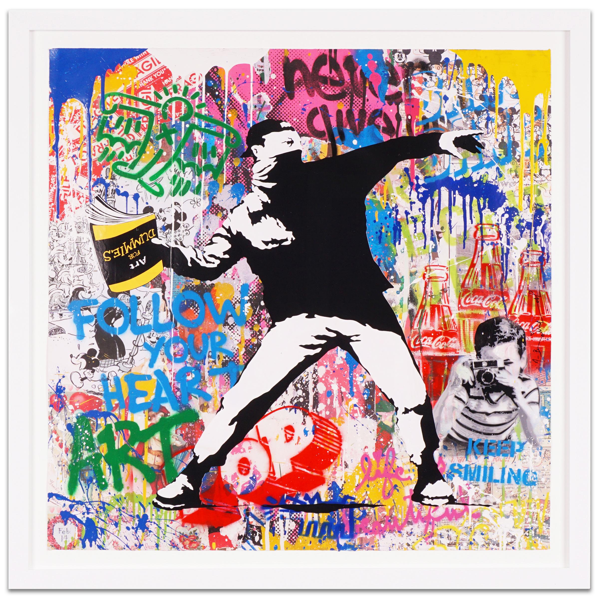 'Banksy Thrower II' Unique, Street Pop Art Painting, 2021 - Mixed Media Art by Mr. Brainwash