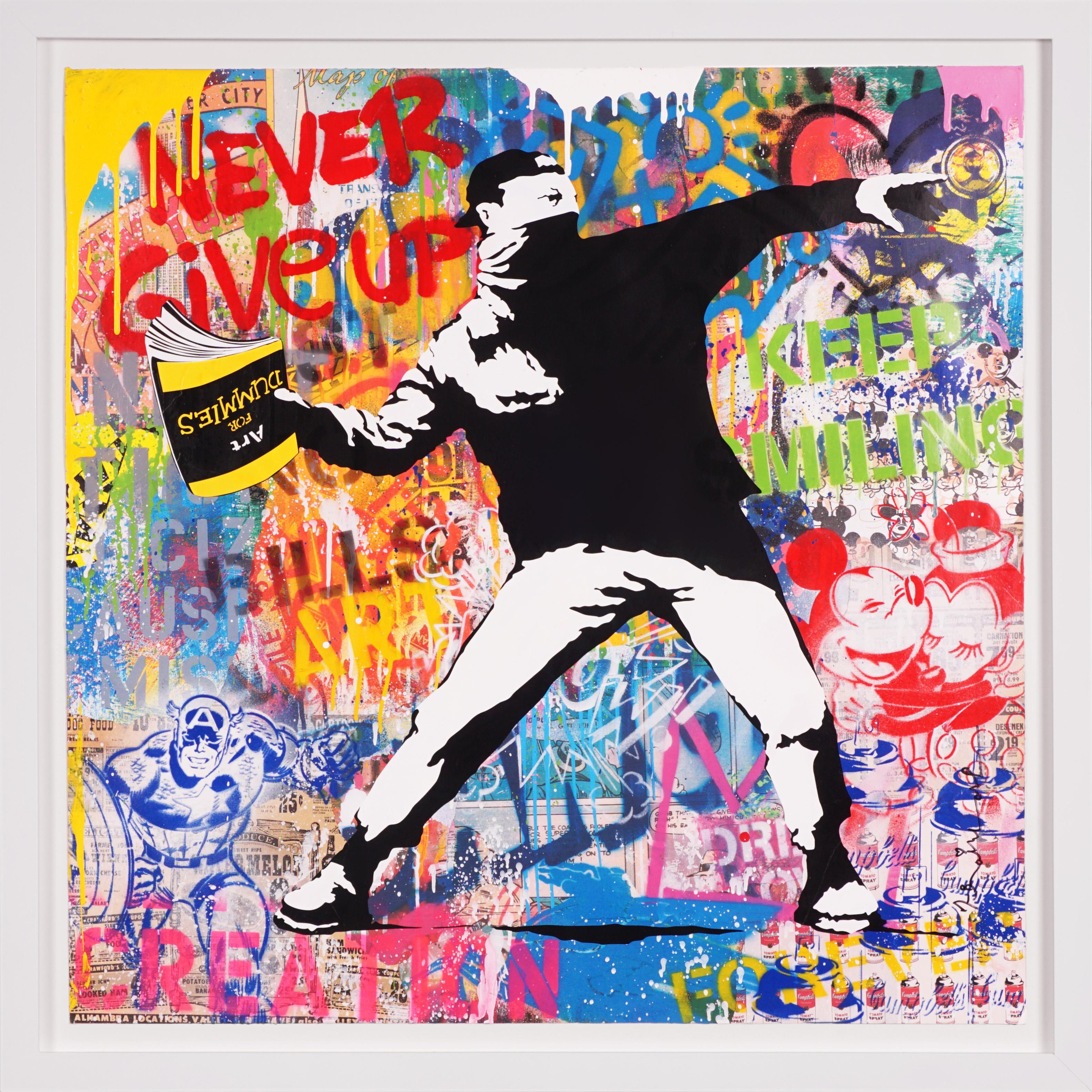 Mr. Brainwash Figurative Painting - 'Banksy Thrower' Unique, Street Pop Art Painting, 2021