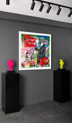 'Follow Your Dreams Monkey' Pop Art Collage Painting, 2020