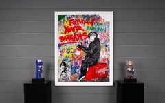 'Follow Your Dreams' Monkey, Unique, Street Pop Art Painting, 2021