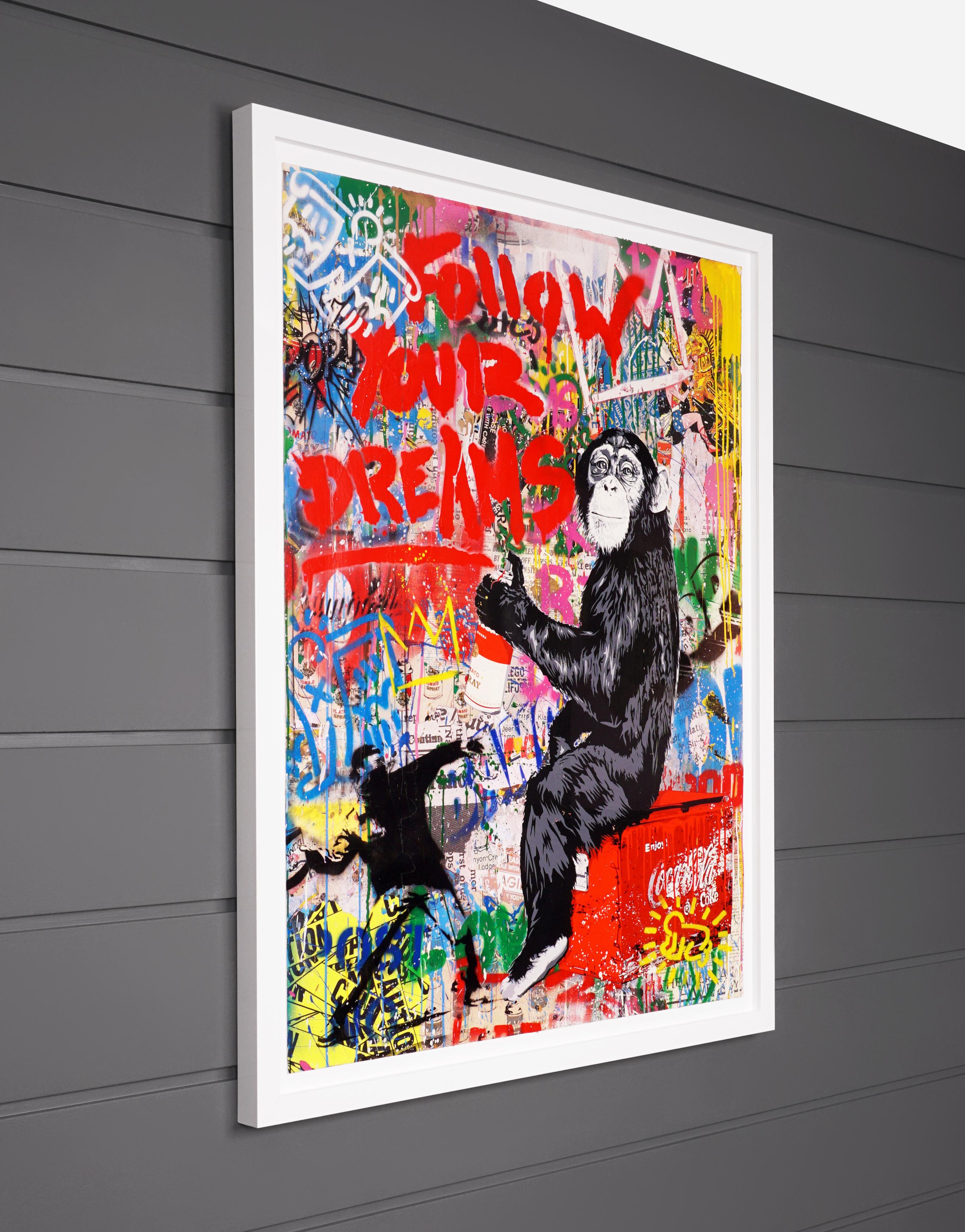 'Follow Your Dreams' Monkey, Unique, Street Pop Art Painting, 2021 1