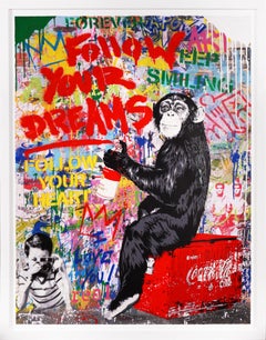 'Follow Your Dreams' Monkey, Unique, Street Pop Art Painting, 2021