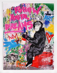 Mr. Brainwash, 'Follow Your Dreams' Pink Monkey, Unique Painting, 2021