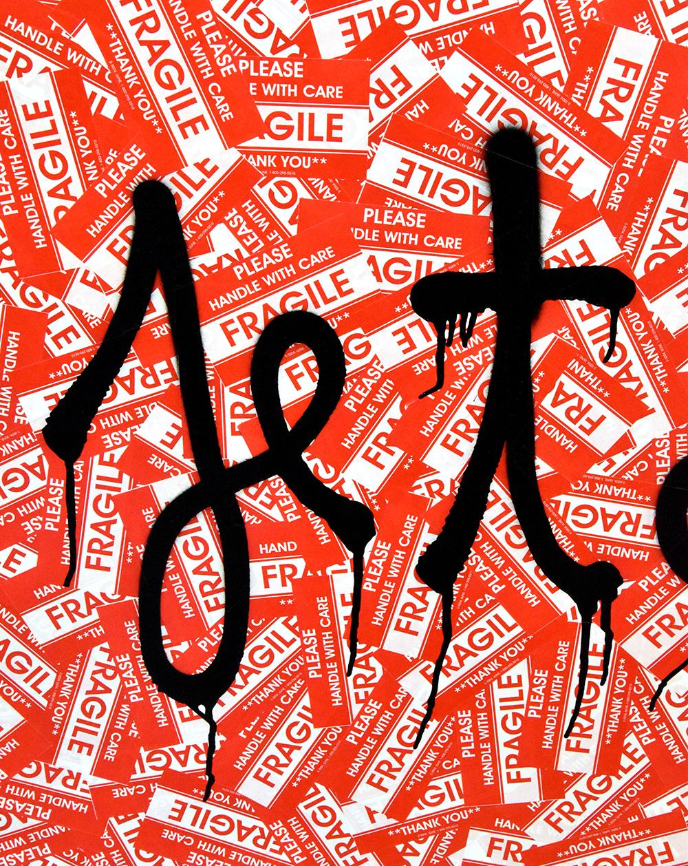 Created in 2018, this spray paint and stickers on plywood is hand-signed by Mr. Brainwash (Garges-lès-Gonesse 1966 -) in ink. This is a unique and original work.

Catalogue Raisonné & COA:
Mr. Brainwash Je t'aime, 2018 is fully documented and