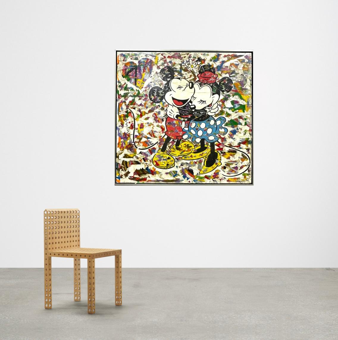 Topolino e Minnie - Figurative Painting Beige di Mr. Brainwash