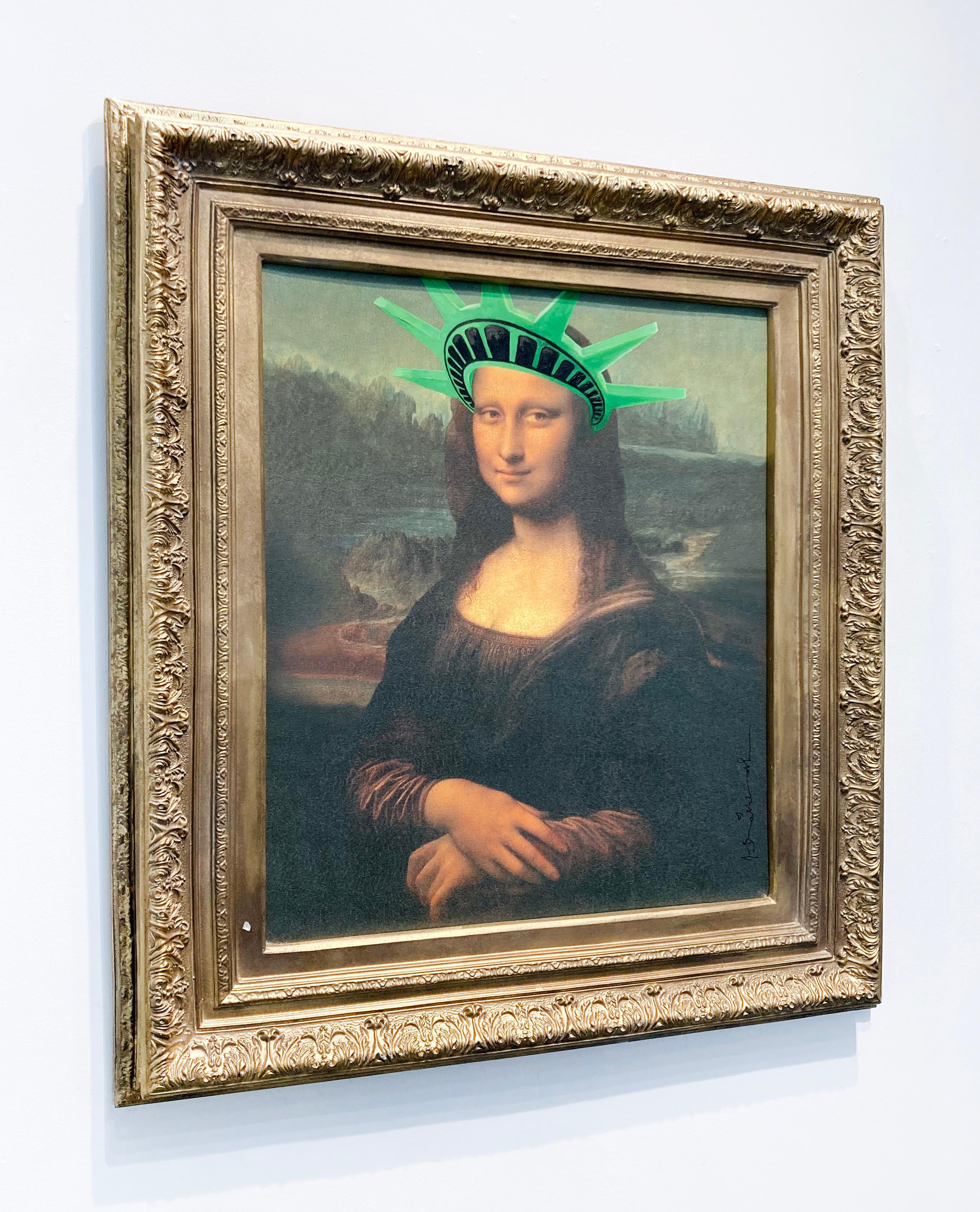 Monalisa - Portrait Painting Marrone di Mr. Brainwash