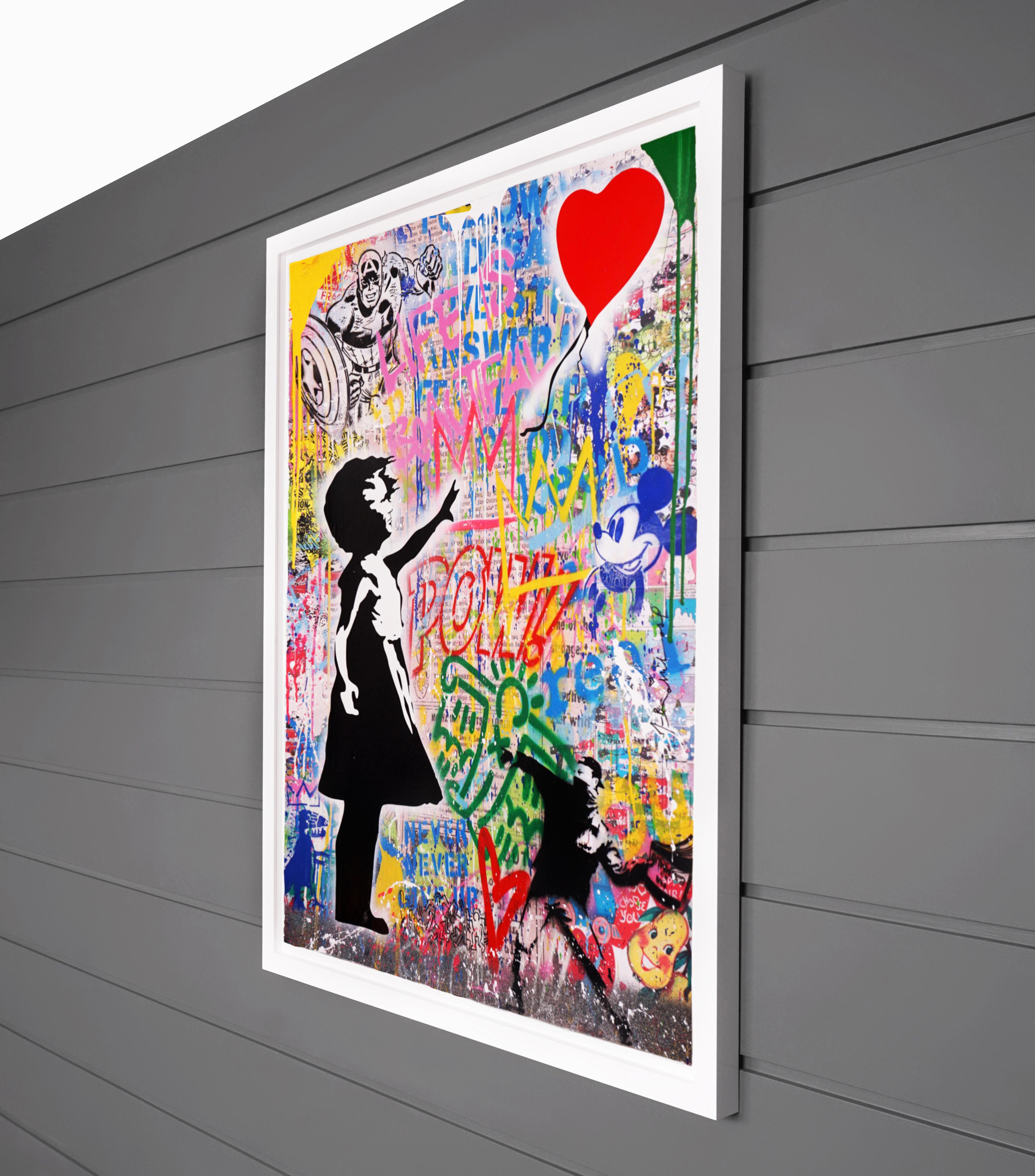 Mr. Brainwash, 'Balloon Girl' Street Pop Art, Unique Painting, 2021 2