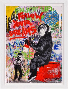 Mr. Brainwash, 'Enjoy Life' Small Monkey, Unique Painting, 2021