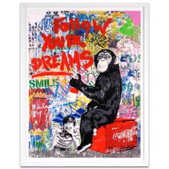 Mr. Brainwash, 'Follow Your Dreams' Red Monkey, Unique Painting, 2021
