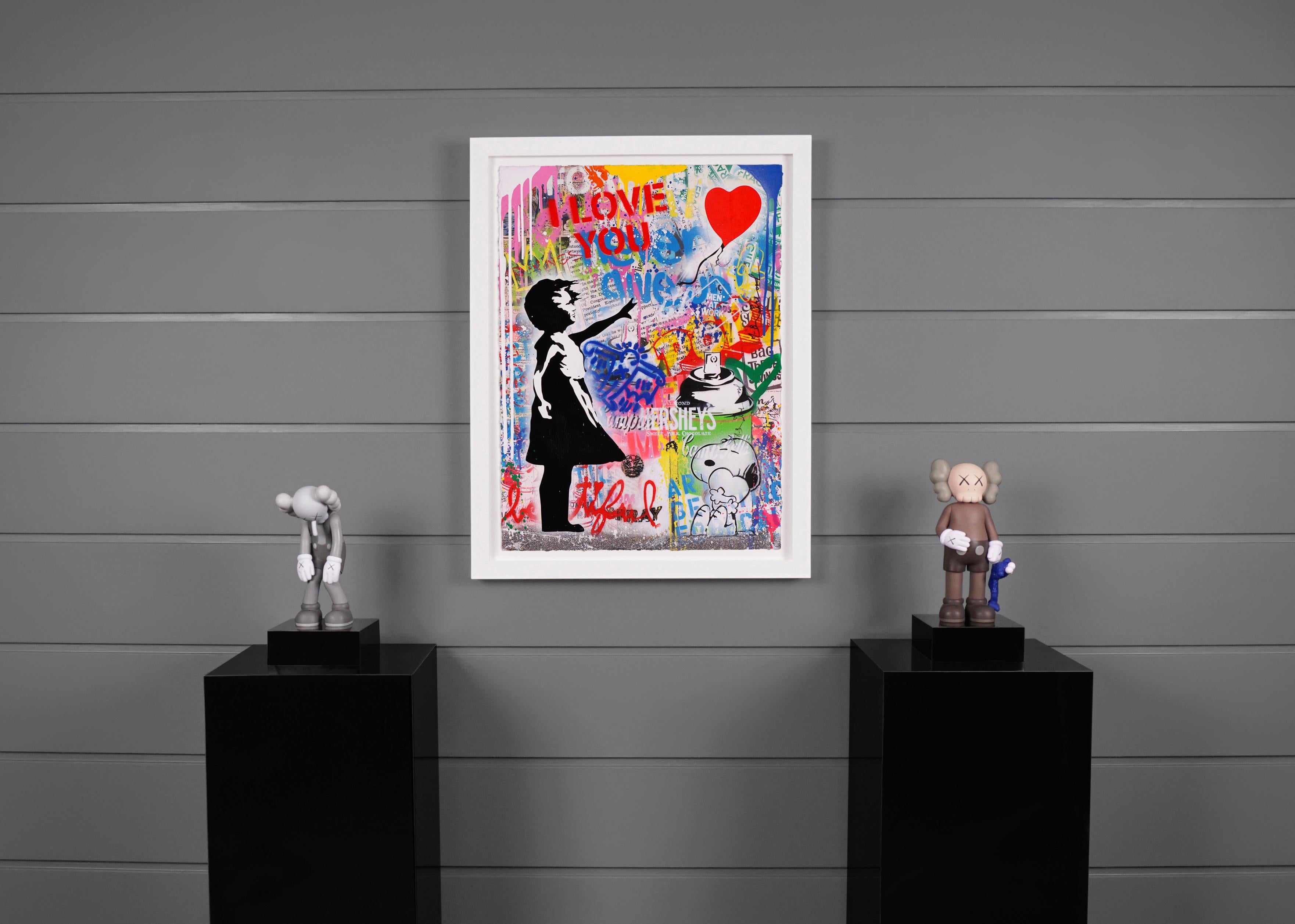 Mr. Brainwash, 'I Love You' Small Balloon Girl, Unique Painting, 2021 1