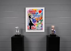 Mr. Brainwash, 'I Love You' Small Balloon Girl, Unique Painting, 2021
