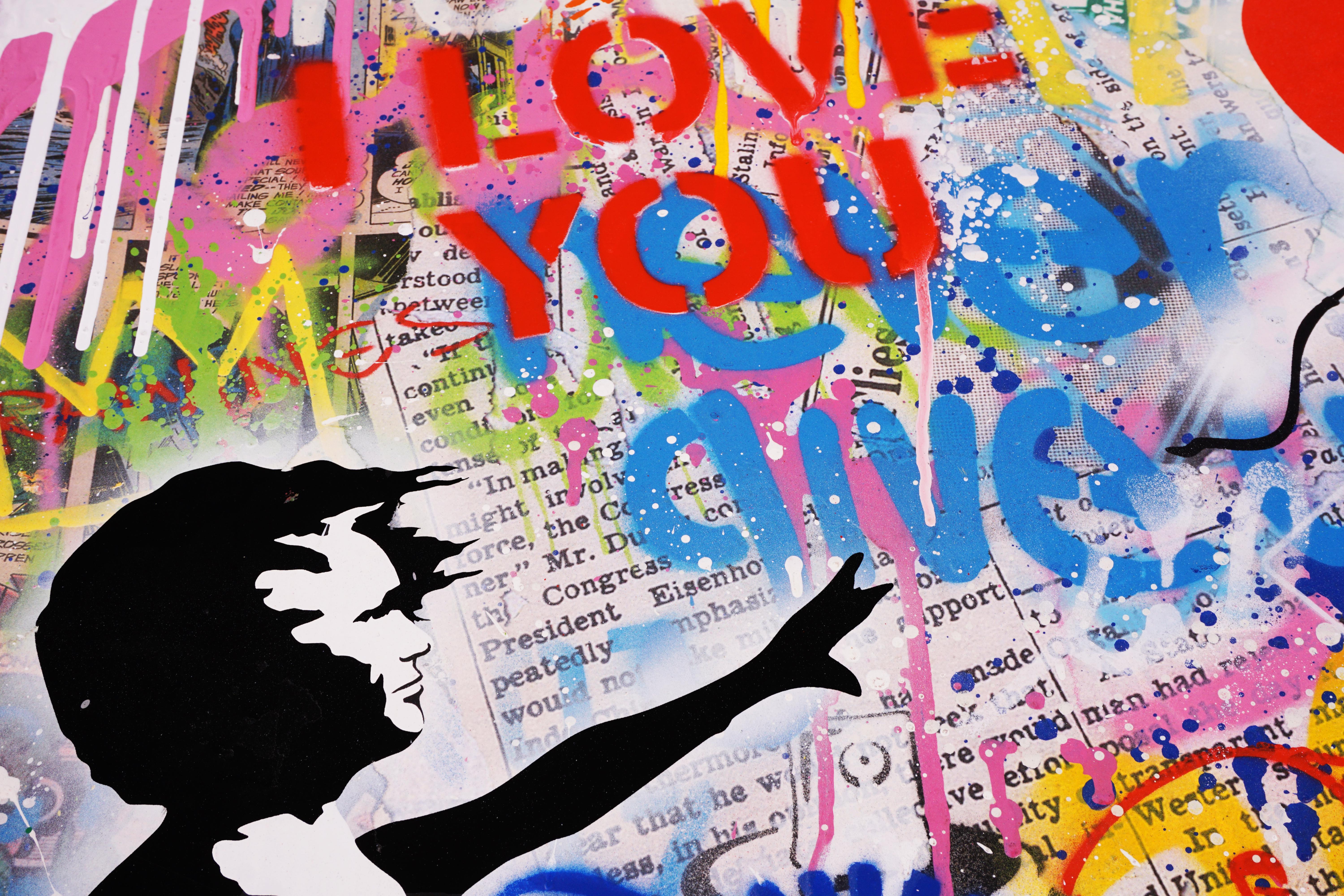 Mr. Brainwash, 'I Love You' Small Balloon Girl, Unique Painting, 2021 5