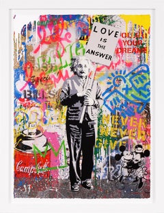 Mr. Brainwash, 'Love Is The Answer' Small Einstein, Unique Painting, 2021