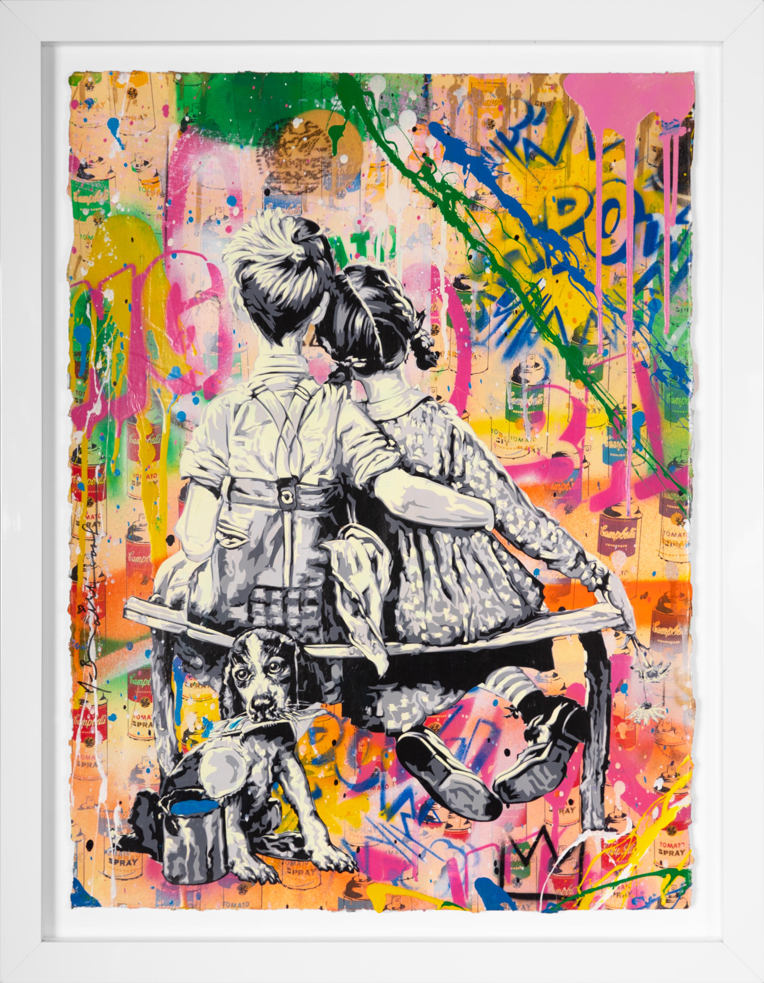Mr. Brainwash Abstract Painting - 'Work Well Together POW' Unique painting