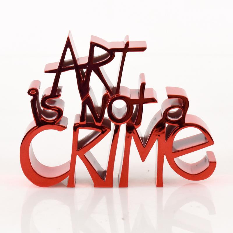 Mr. Brainwash Figurative Sculpture - "Art Is Not a Crime (Chrome Red)" Limited Edition Resin Sculpture