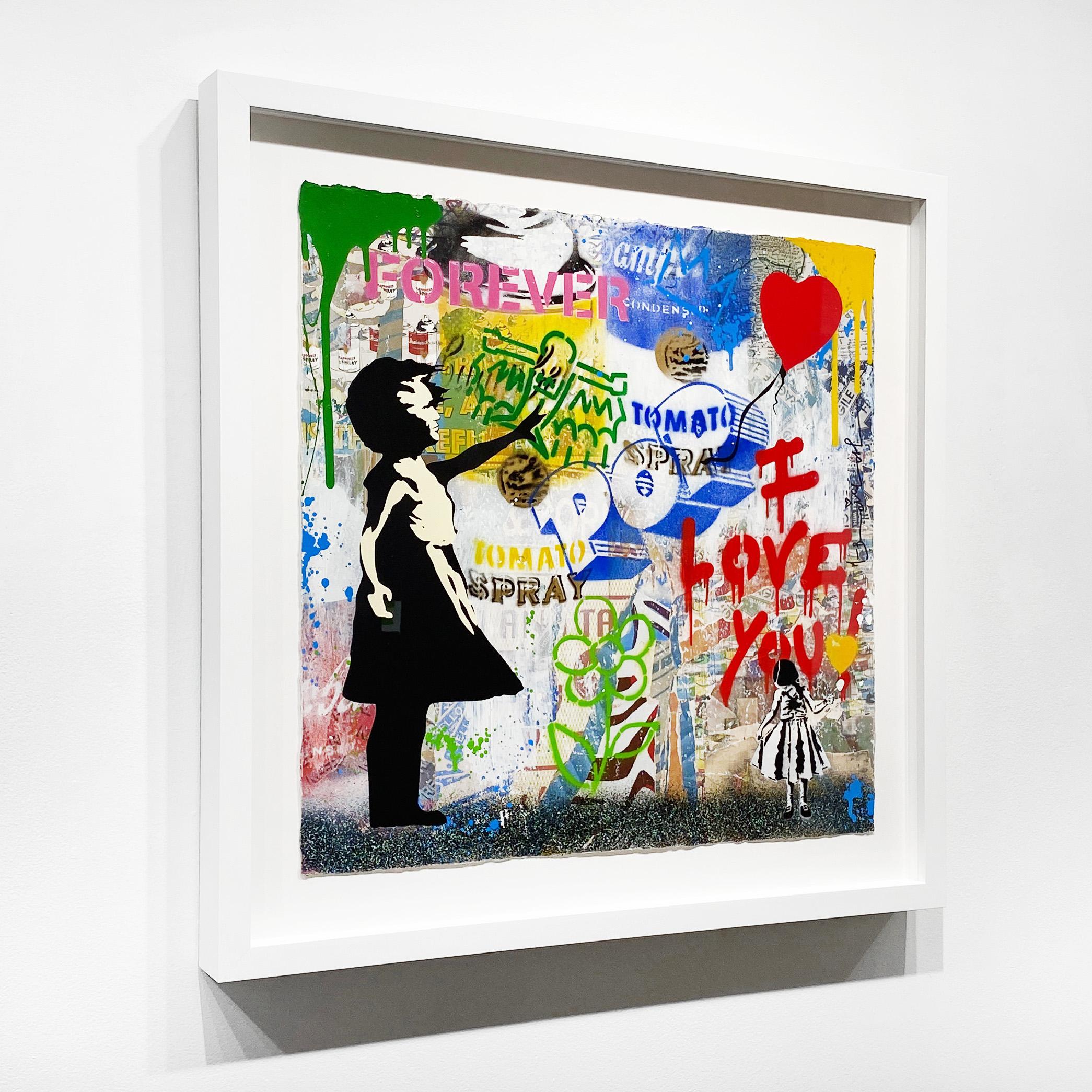 La fille aux ballons - Art urbain Print par Mr. Brainwash