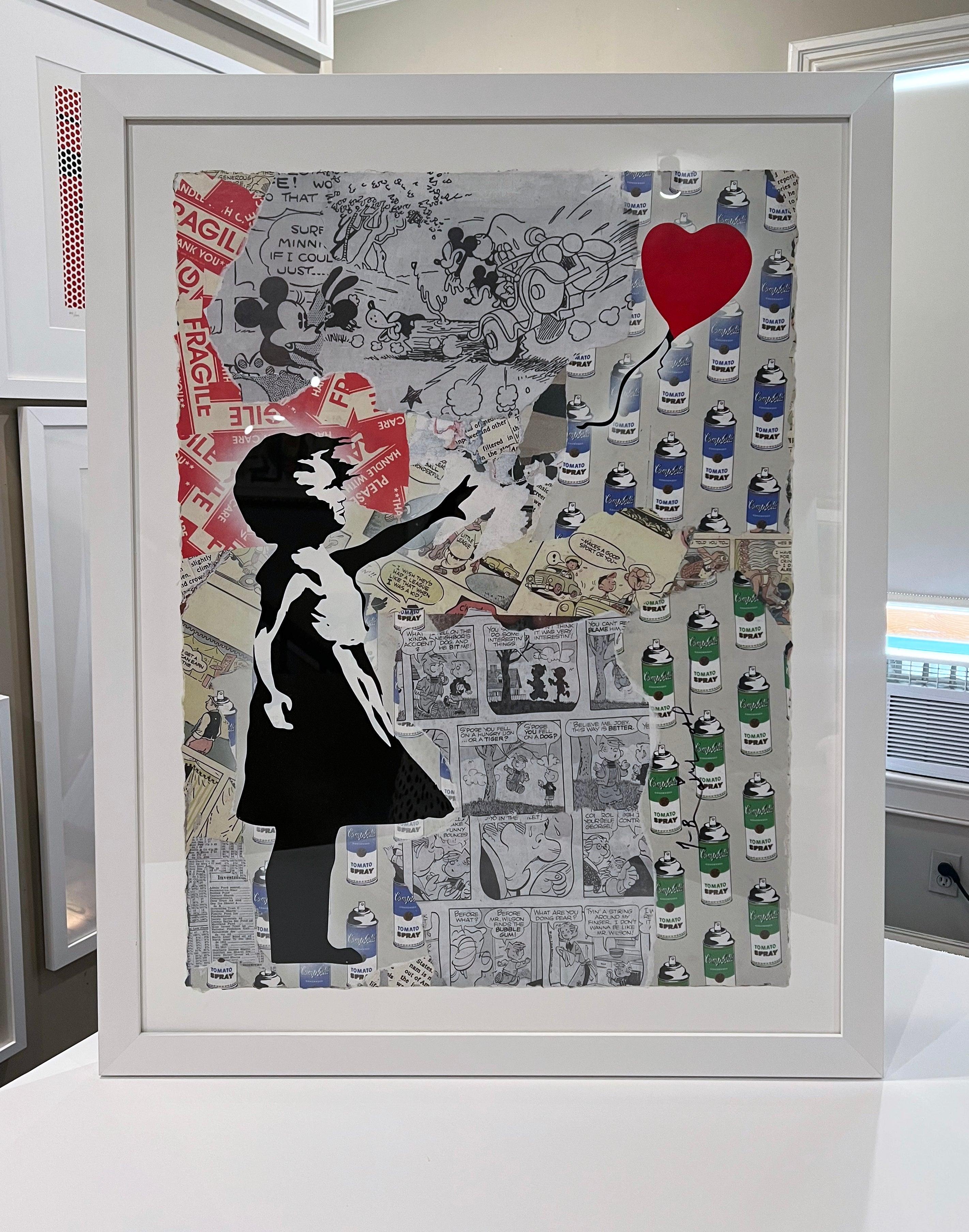 Balloon Girl - Gray Figurative Print by Mr. Brainwash