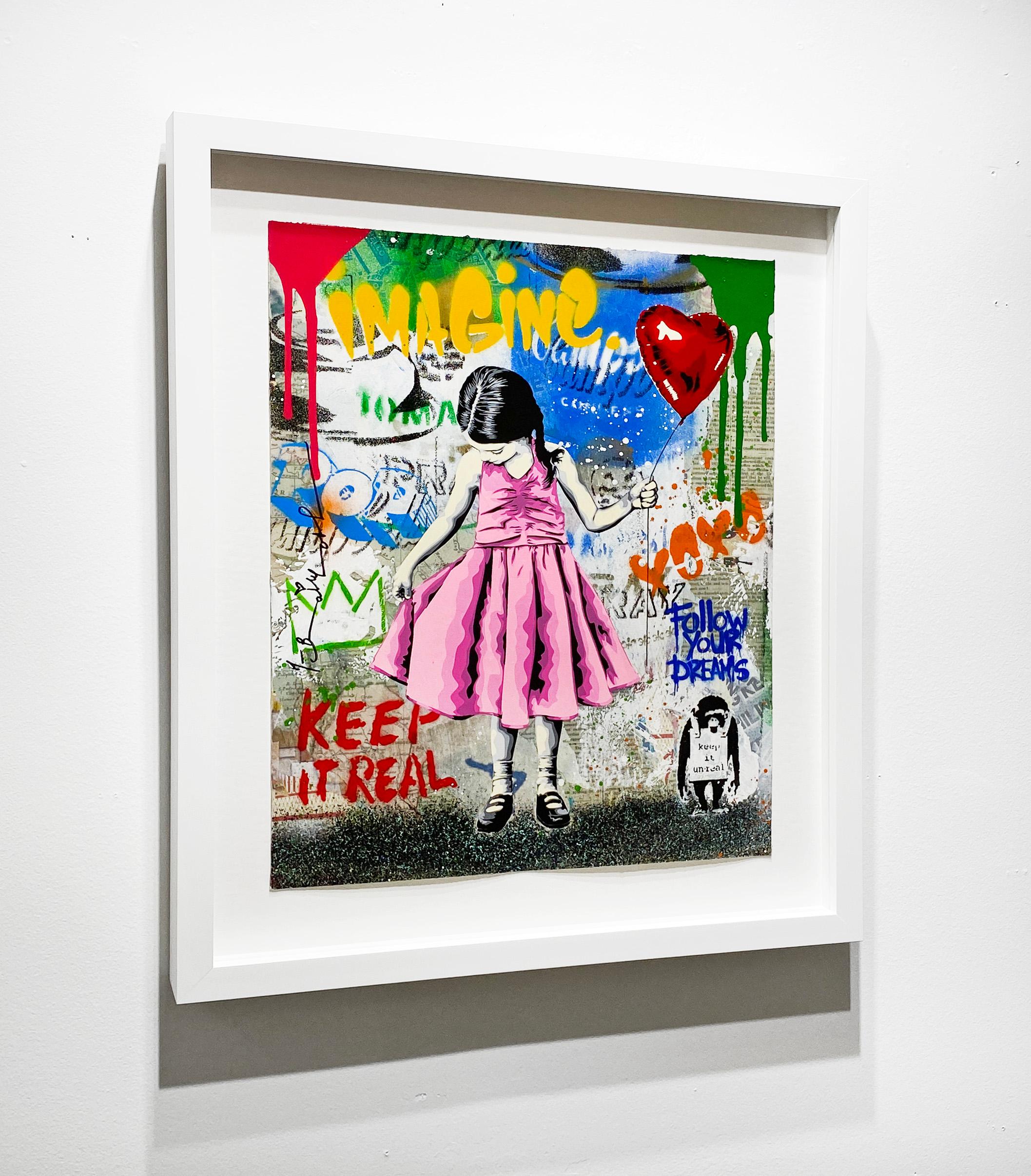 Artist:  Brainwash, Mr.
Title:  Beautiful Girl
Date:  2025
Medium:  Silkscreen and Mixed Media on Paper
Unframed Dimensions:  20