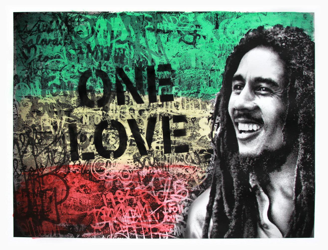 Brainwash, Happy Birthday Bob Marley - One Love (Black) Hand signed and numbered - Print by Mr. Brainwash