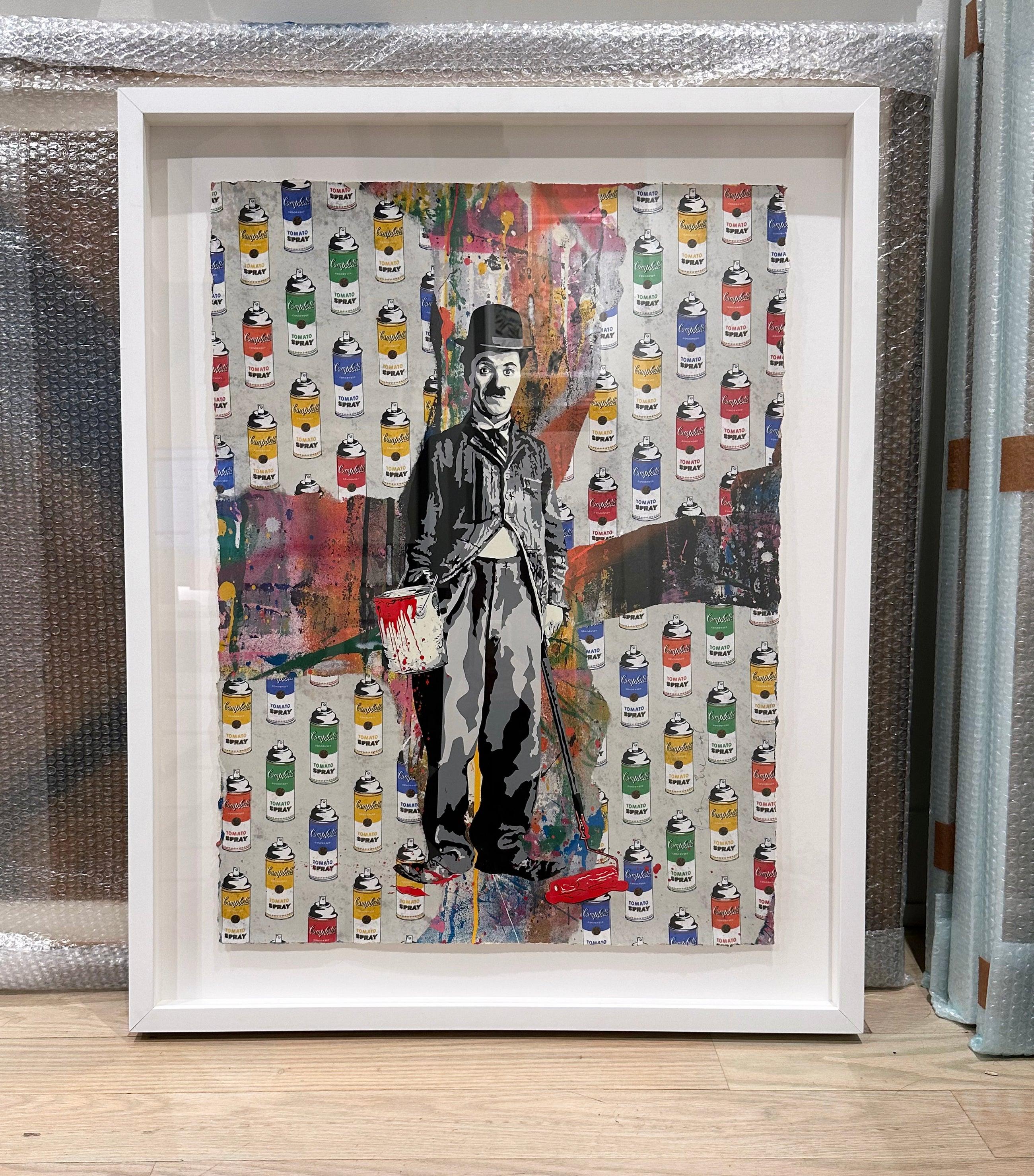 Artist: Mr. Brainwash
Title: Charlie Chaplin
Medium: Unique silkscreen on paper
Date: 2023
Edition: One of a kind
Frame Size: 36 1/2