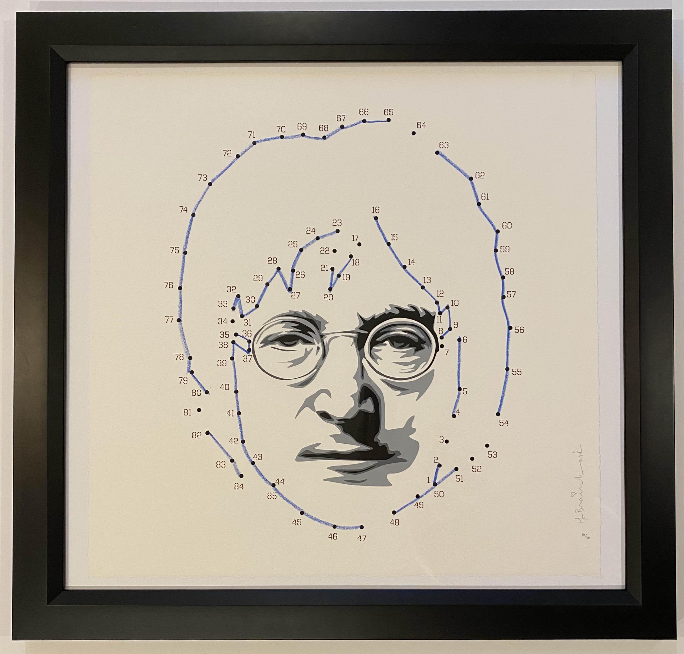 Mr. Brainwash Portrait Print - Connecting Lennon (Blue)