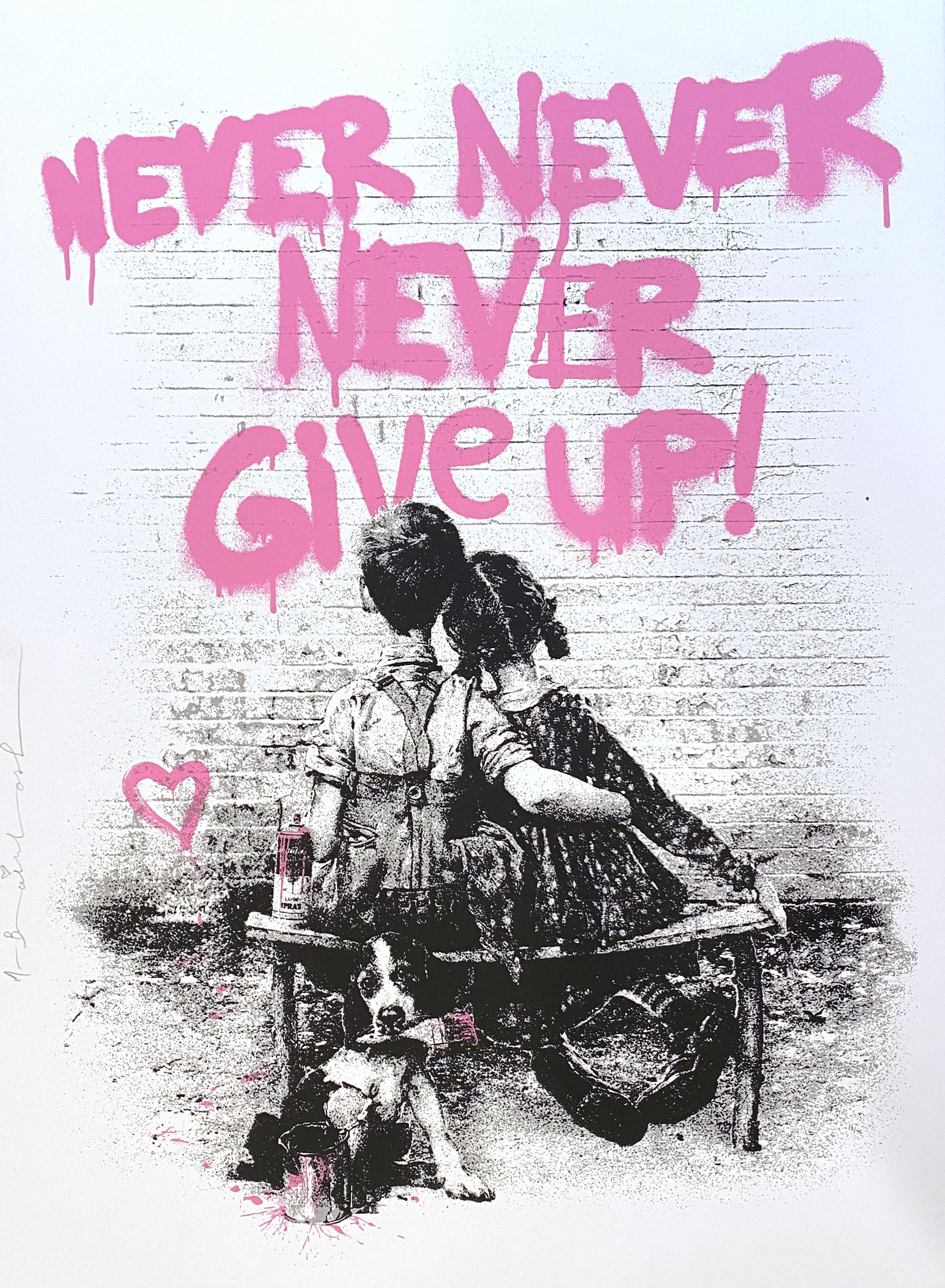 Mr. Brainwash Figurative Print - Don't Give Up! (Pink)