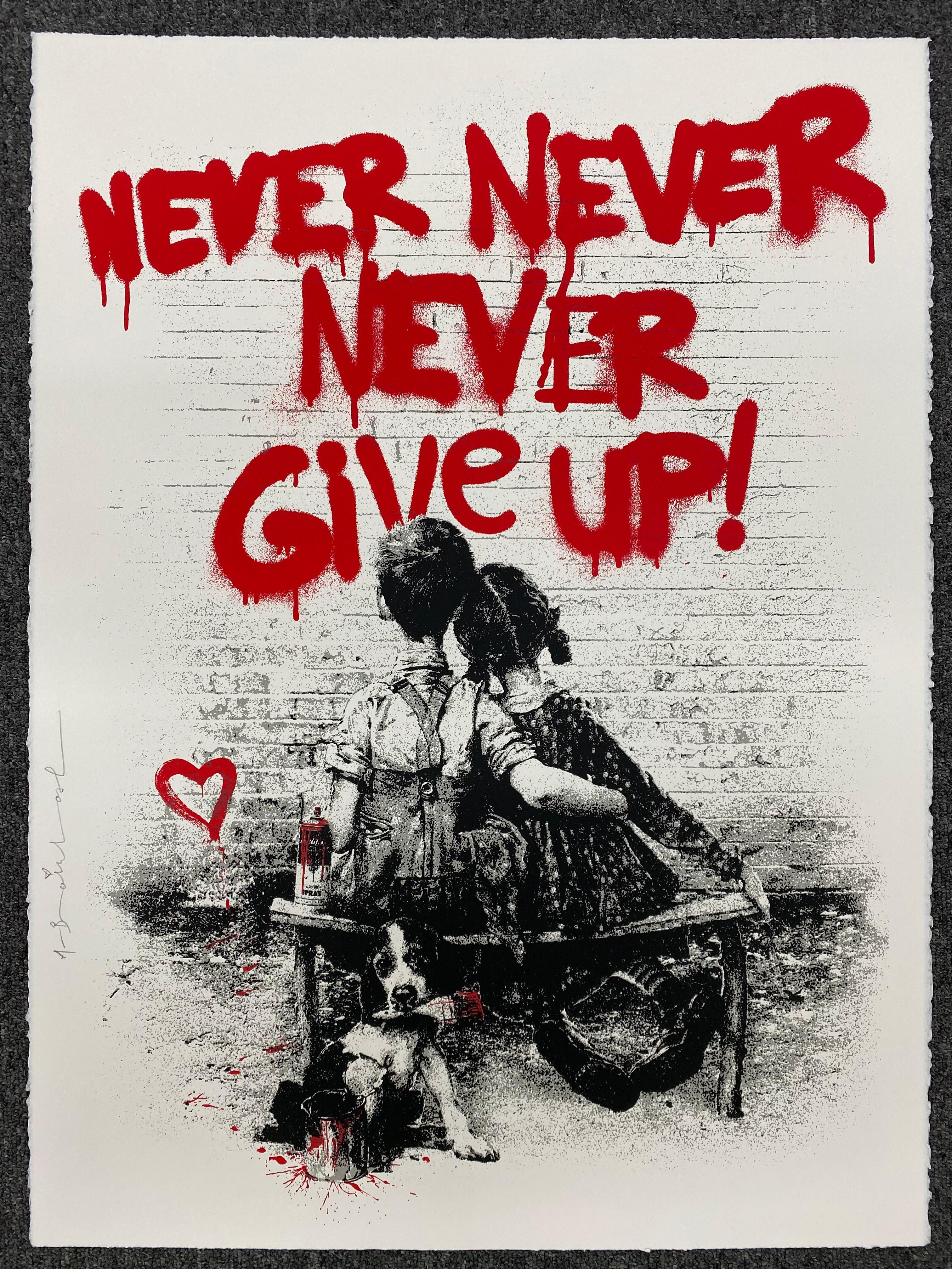 Mr. Brainwash Figurative Print - Don't Give Up (Red)