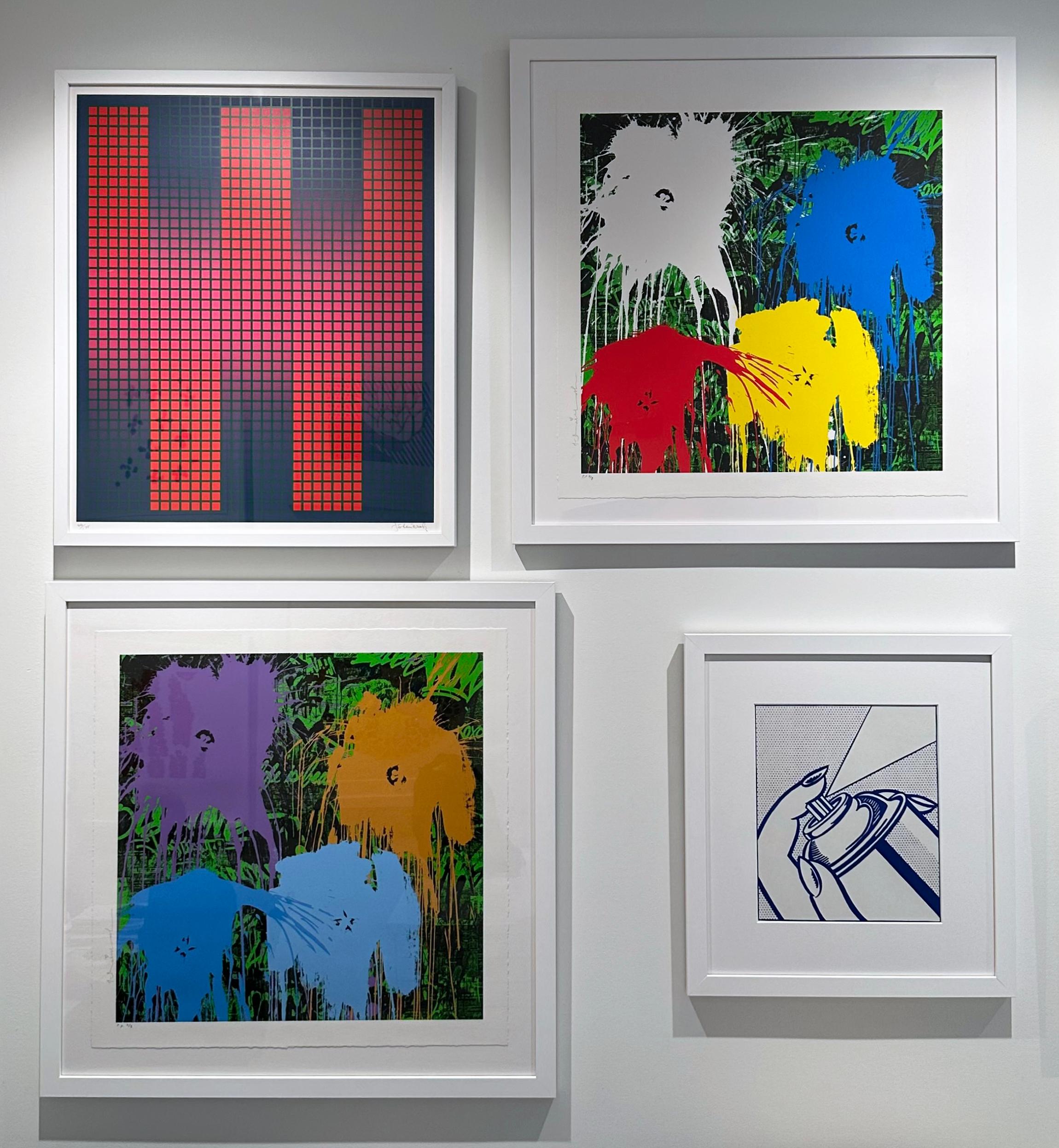 Flowarh$ - II (A) - Blue Abstract Print by Mr. Brainwash