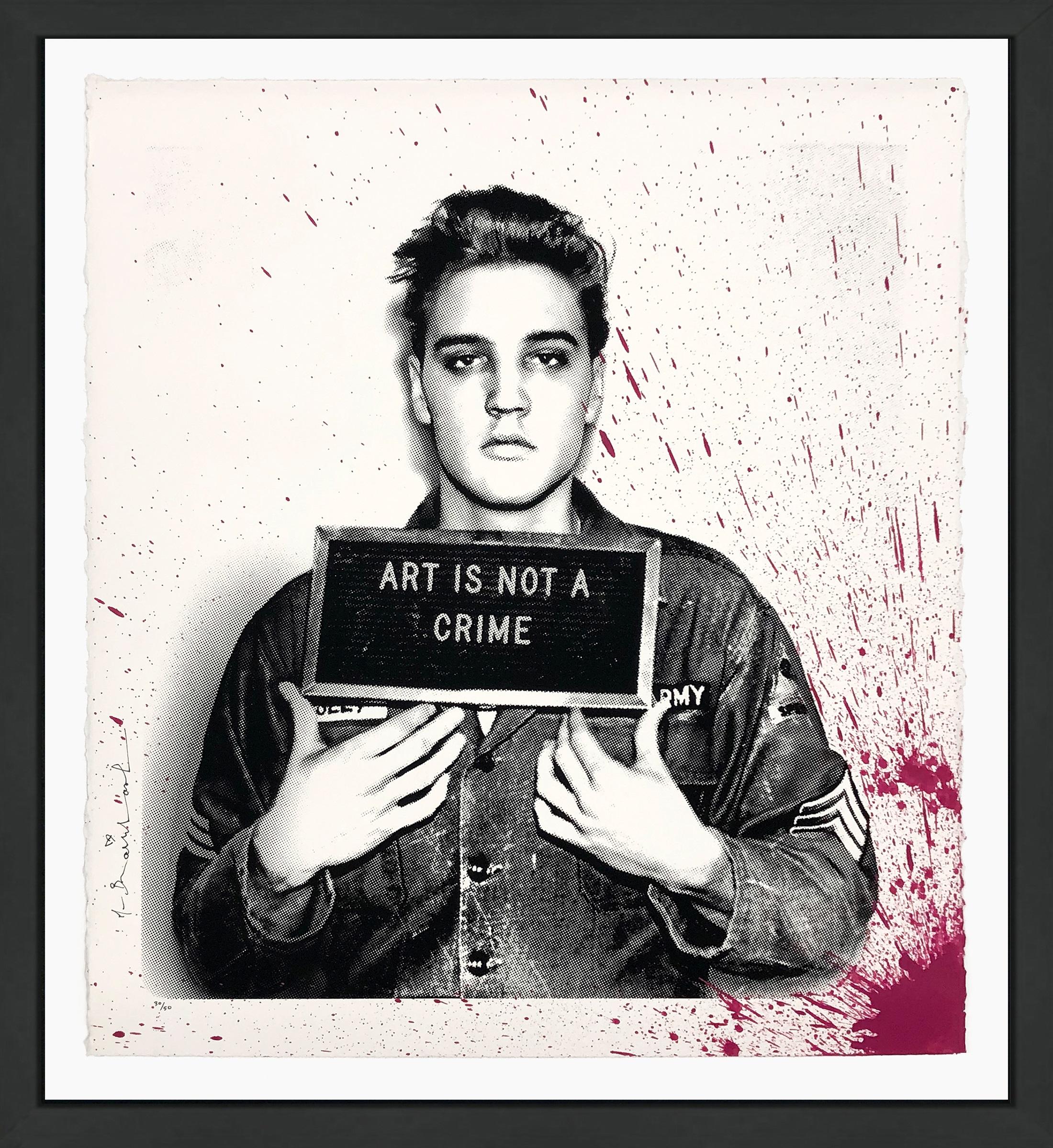 Mr. Brainwash Figurative Print - Happy Birthday Elvis! - Jailhouse Pop (framed hand finished screen print)