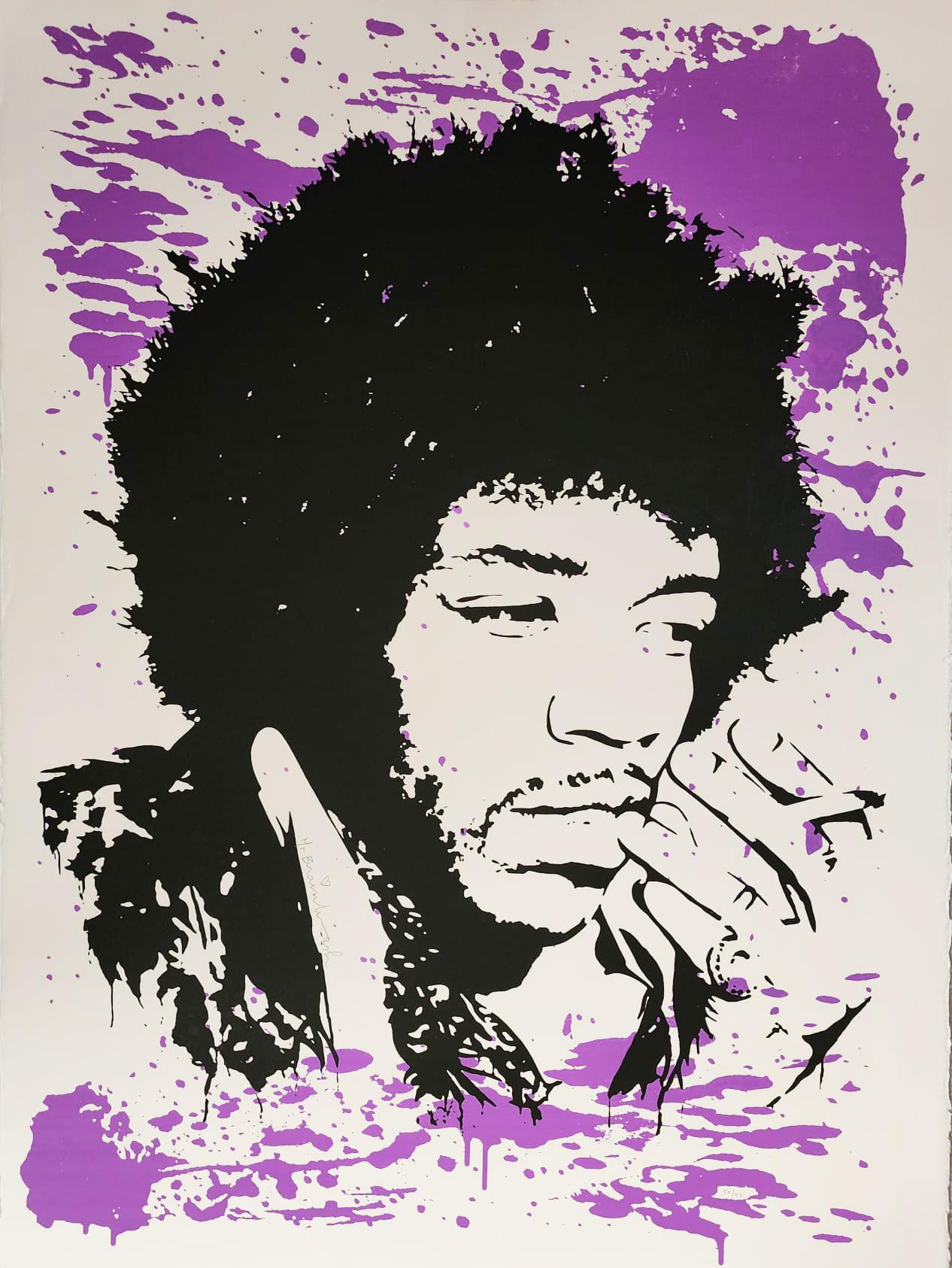 Mr. Brainwash Figurative Print - Jimi Hendrix Purple Haze, 2009