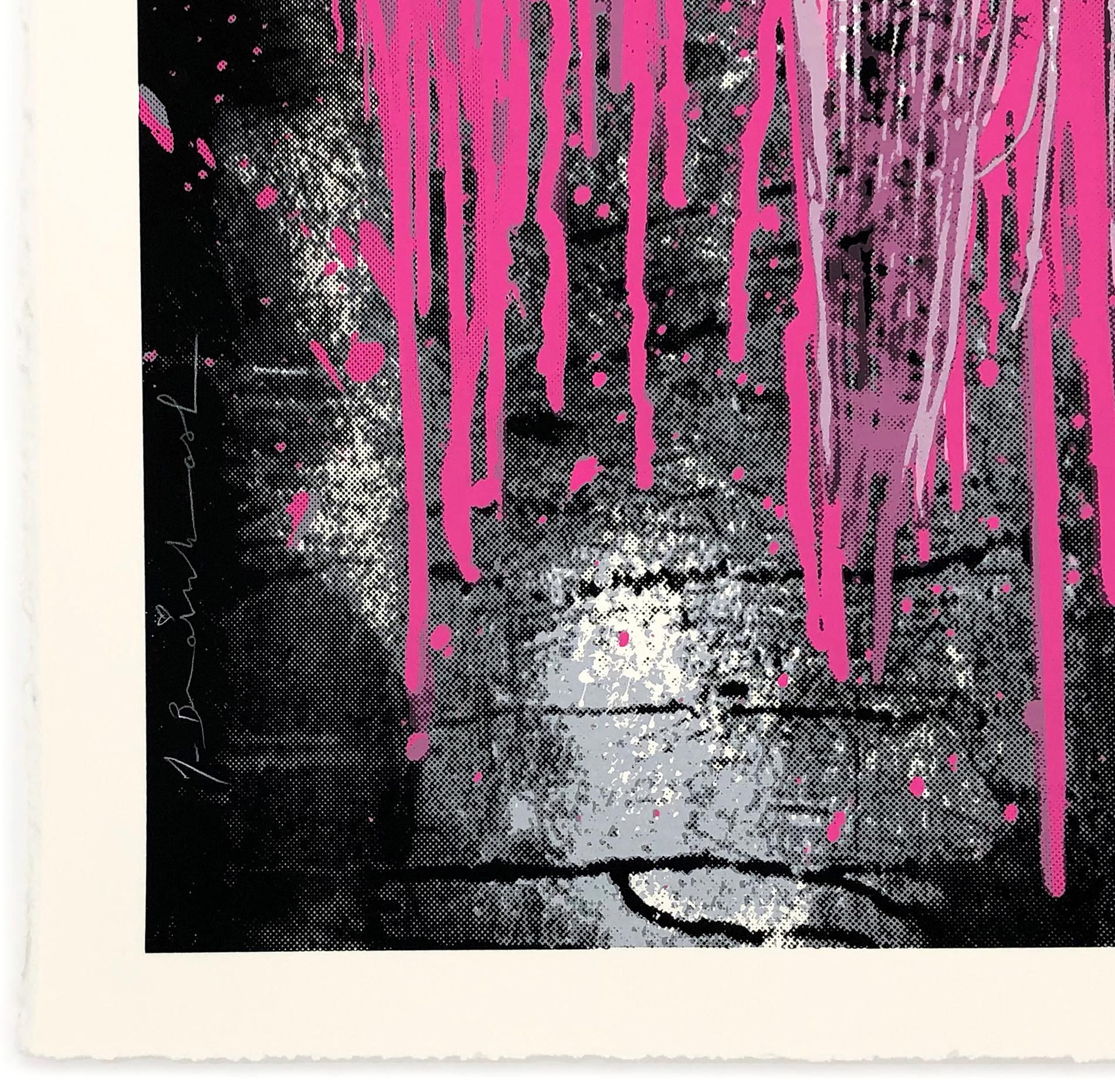 Jimi - Pink (framed hand signed screen print) - Print by Mr. Brainwash