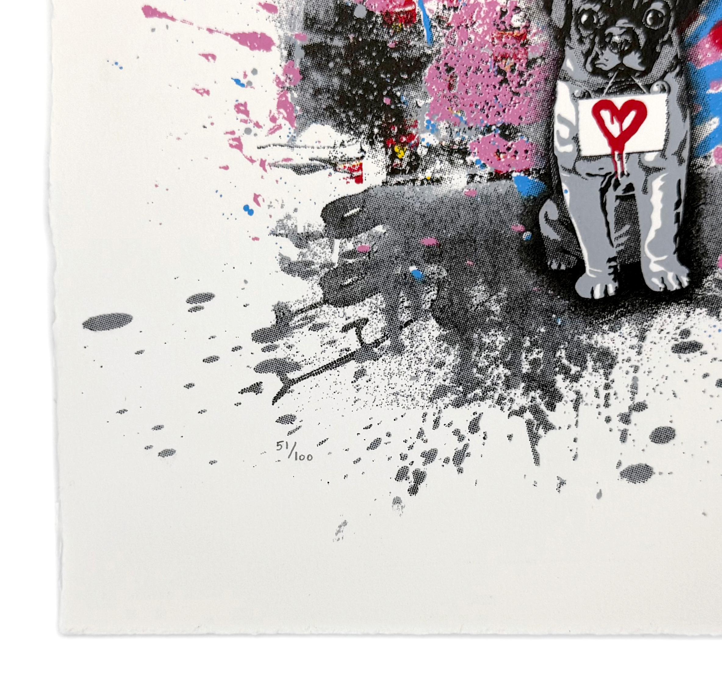 Love Is The Answer (framed hand signed screen print) - Gray Figurative Print by Mr. Brainwash