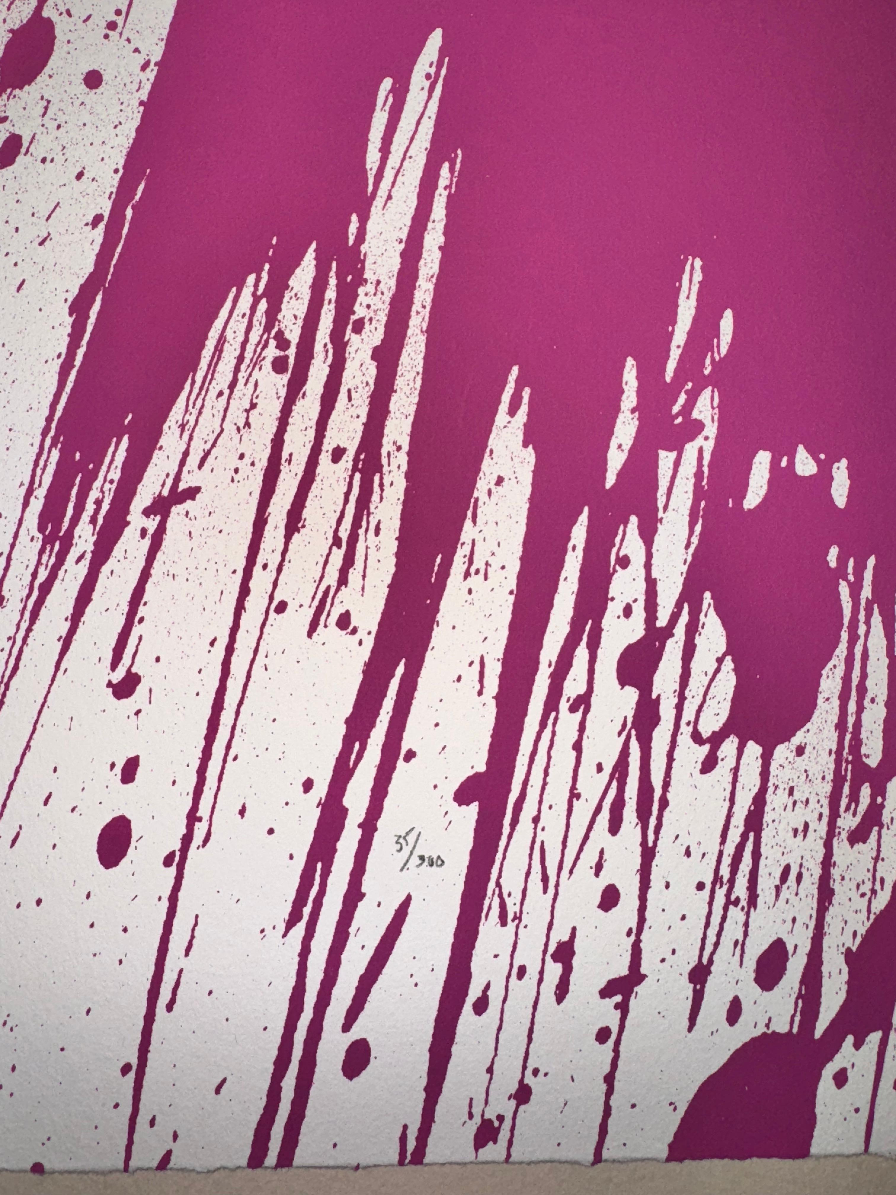 Love Splash - Beige Abstract Print by Mr. Brainwash
