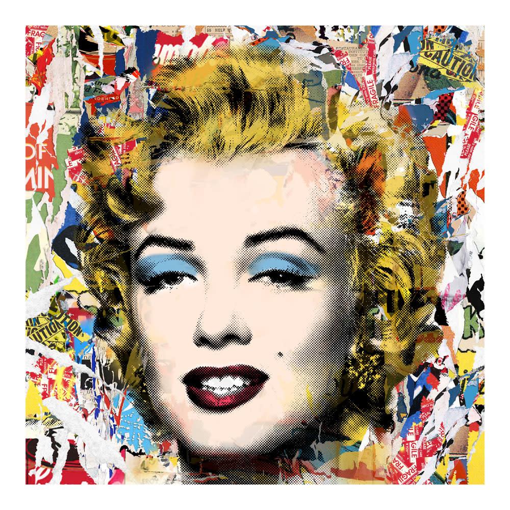 Mr. Brainwash Portrait Print – Monroe POPfolio – Collage (gerahmt)