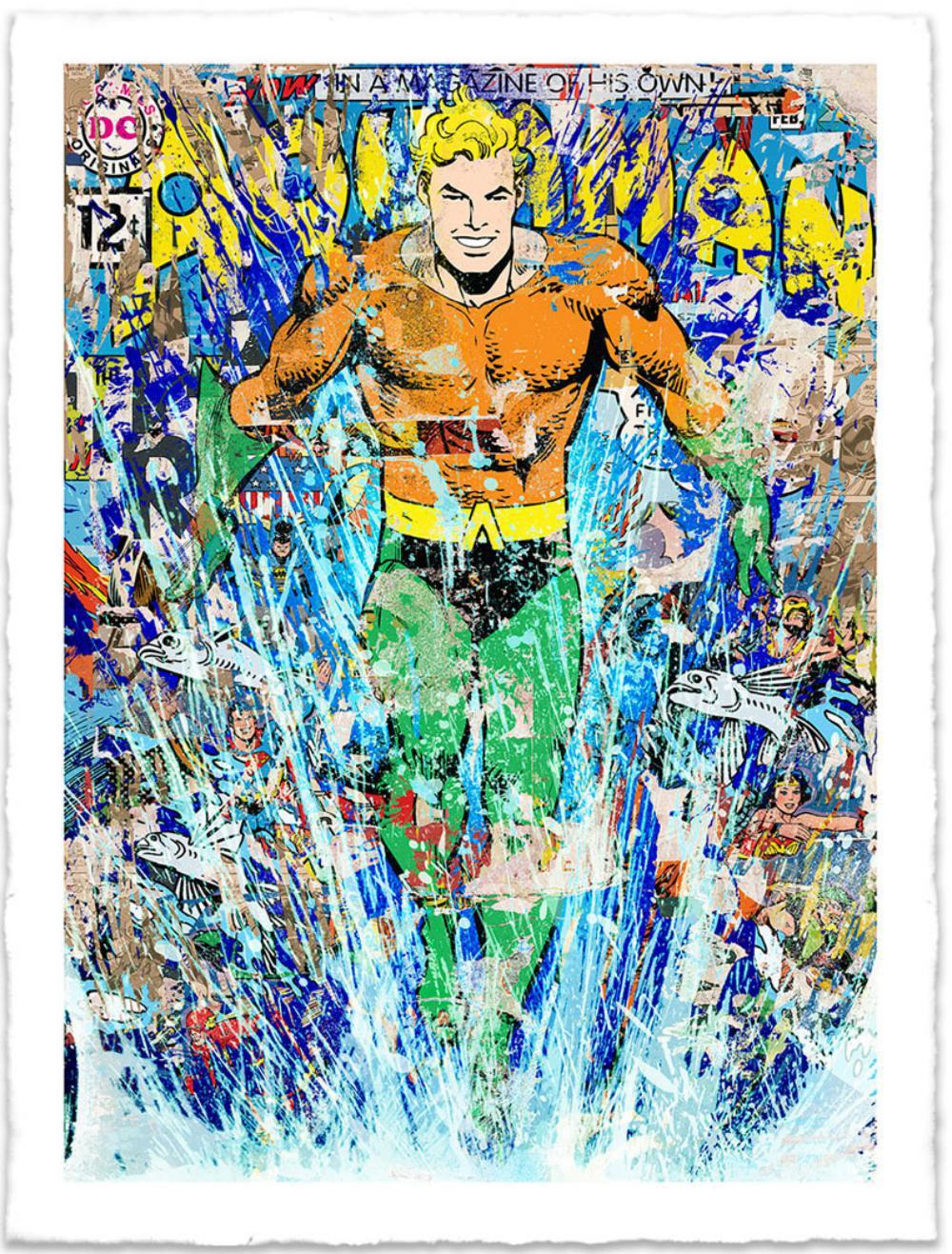 "Aquaman 2018"
2018
Mr. Brainwash
Limited Edition Print
Screen Print on Torn Archival Art Paper
Size: 49 x 37 in    124 x 94 cm
Edition: From the edition of 100
Hand Signed : Hand Signed And Numbered By the Artist With a Thumb Print on the Back.