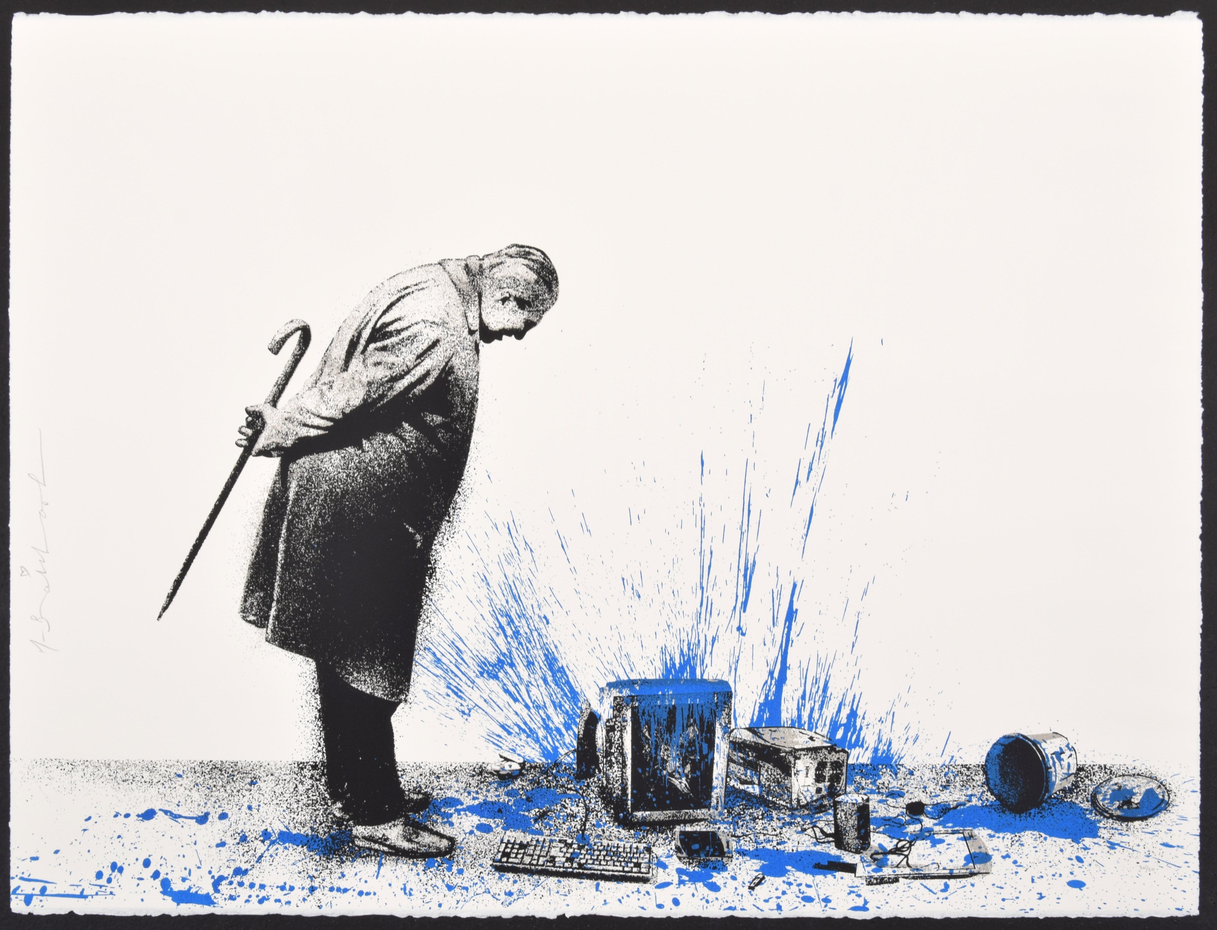 Mr. Brainwash GLITCH - BLUE Screenprint, Signed Edition en vente 2