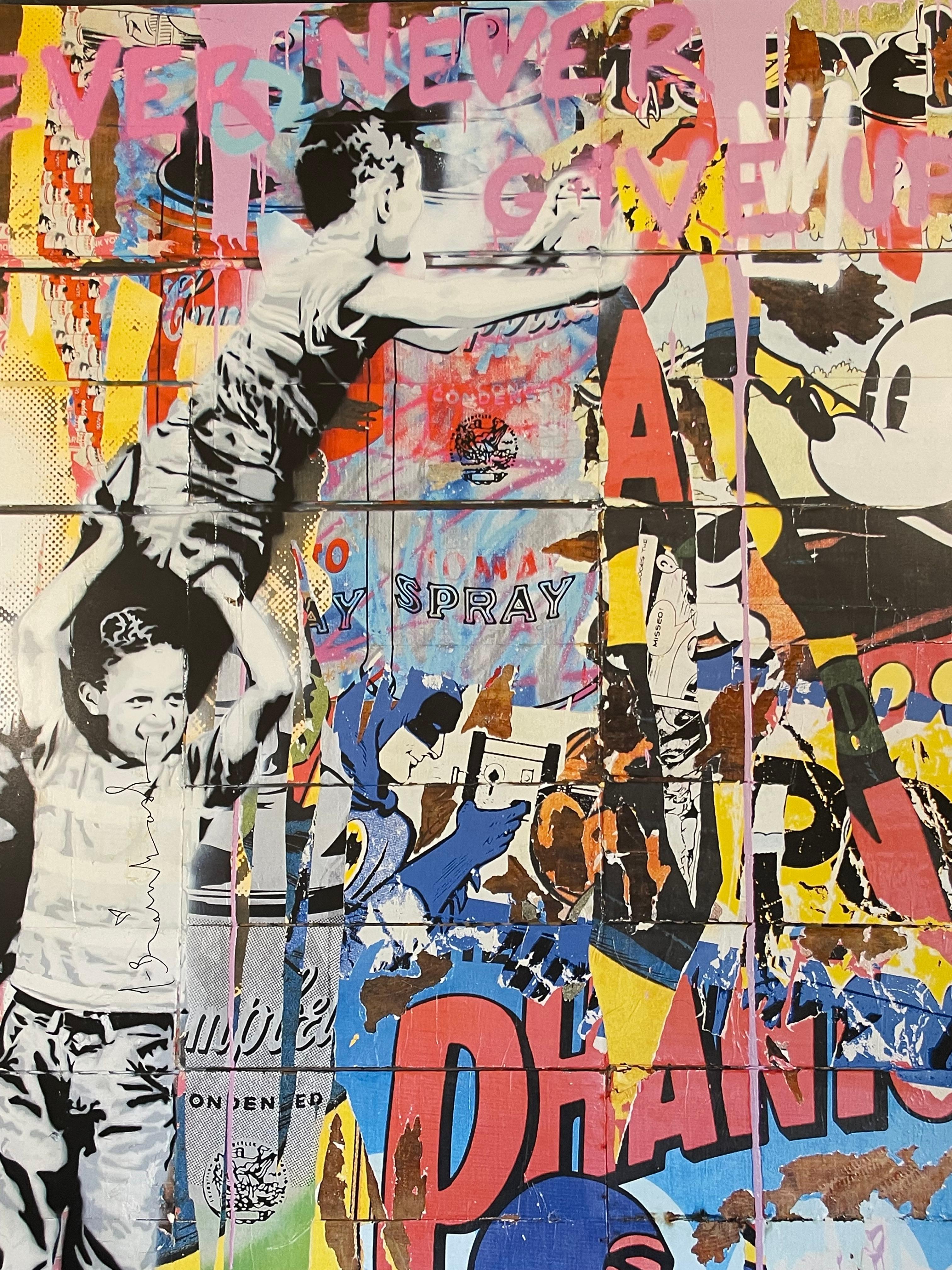 Mr. Brainwash - Mr. Brainwash Never Never Give Up Lithograph Hand Signed NYC  Icon's Street Show For Sale at 1stDibs | dali brainwash