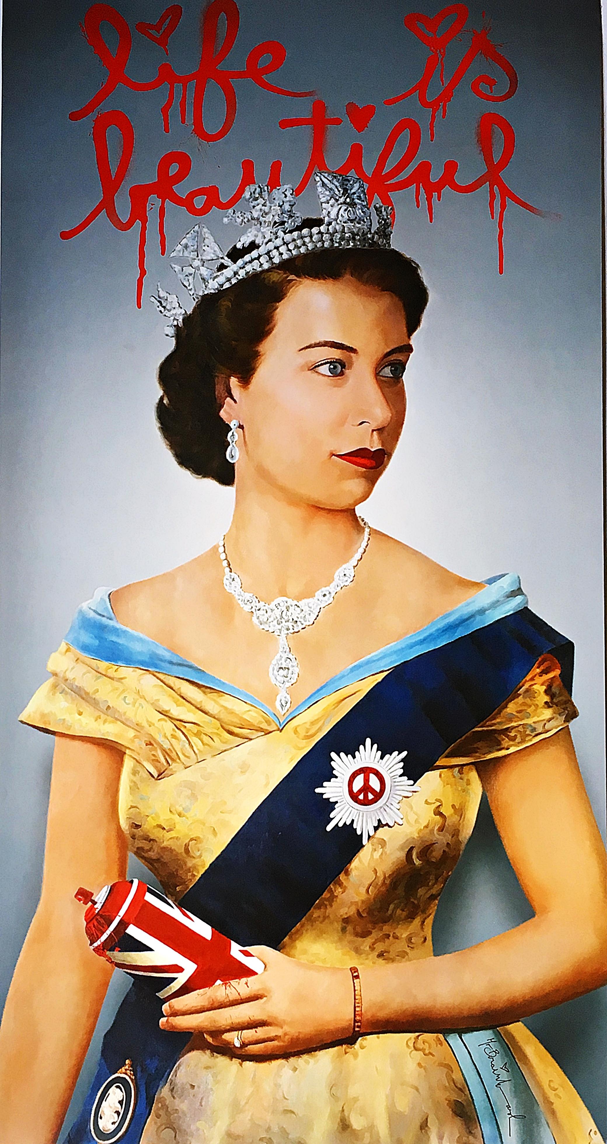 Mr. Brainwash Portrait Print - Poster: Life Is Beautiful (Queen Elizabeth II)