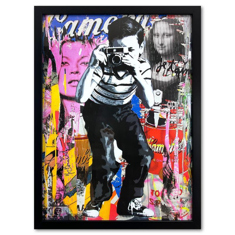 "Smile" Custom Framed Plate Signed Offset Lithograph - Mixed Media Art by Mr. Brainwash