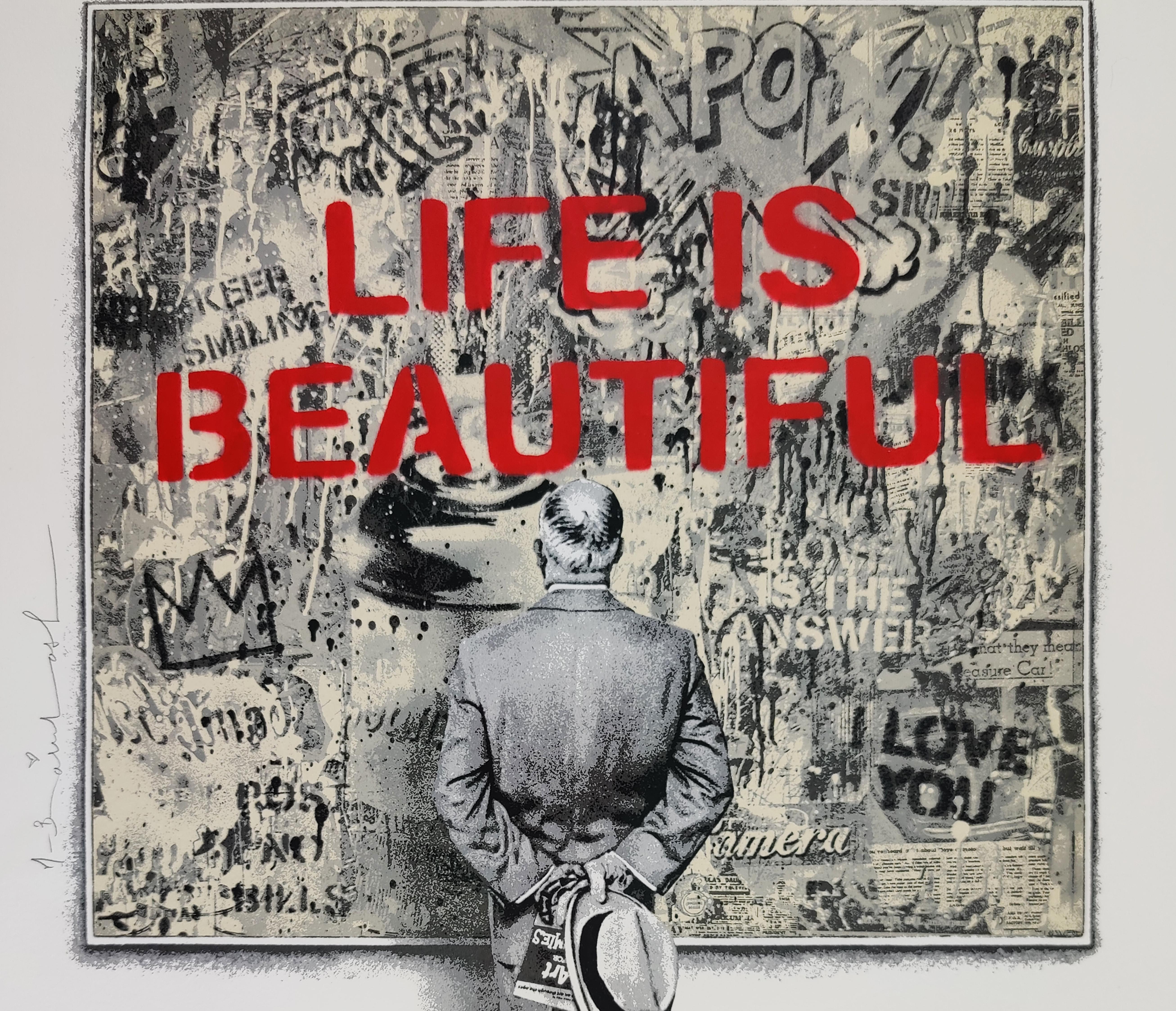 Street Connoisseur, Life Is Beautiful, Red, Mr. Brainwash, Seltene limitierte Auflage im Angebot 1