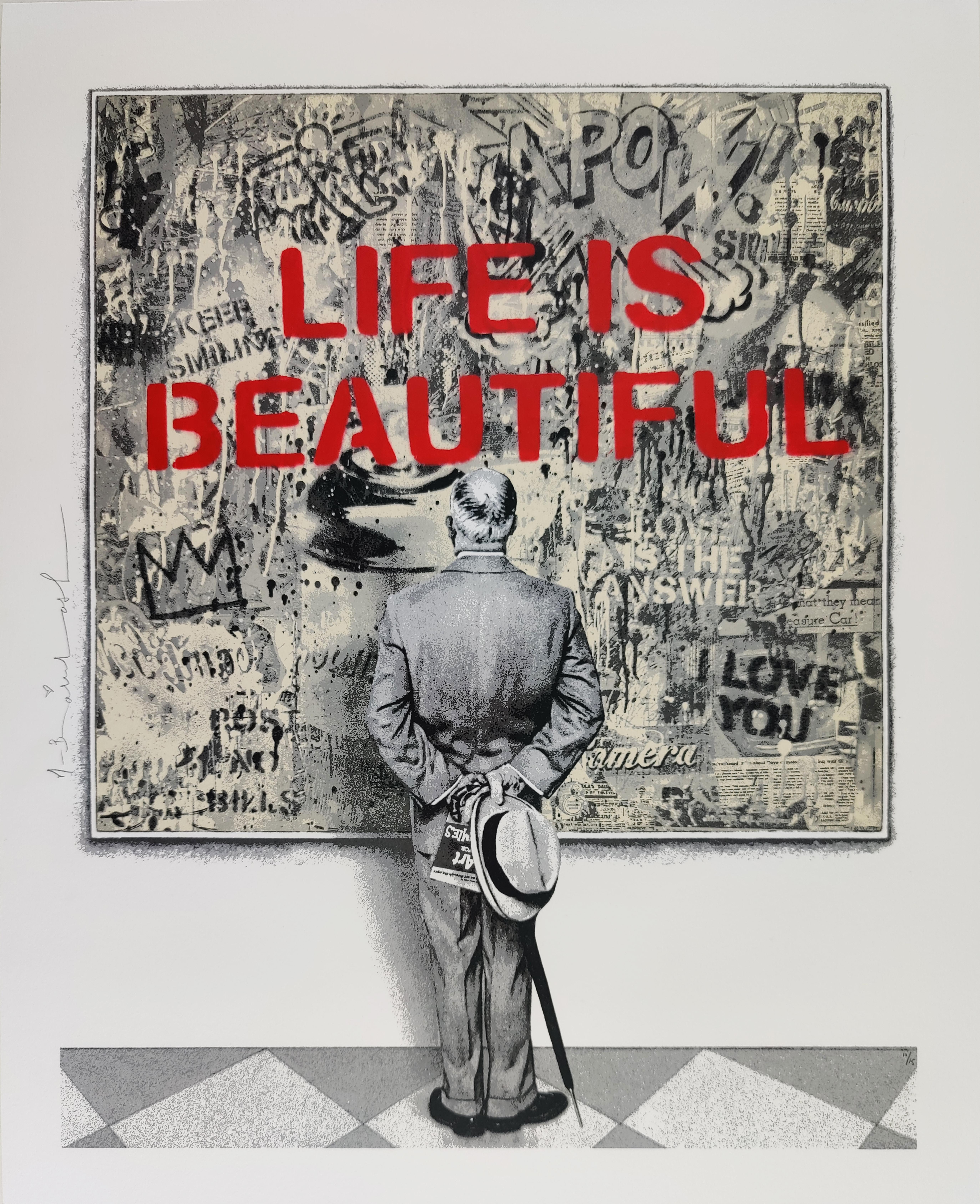 Connaisseur de rue, « Life Is Beautiful », rouge, M. Brainwash, édition limitée rare