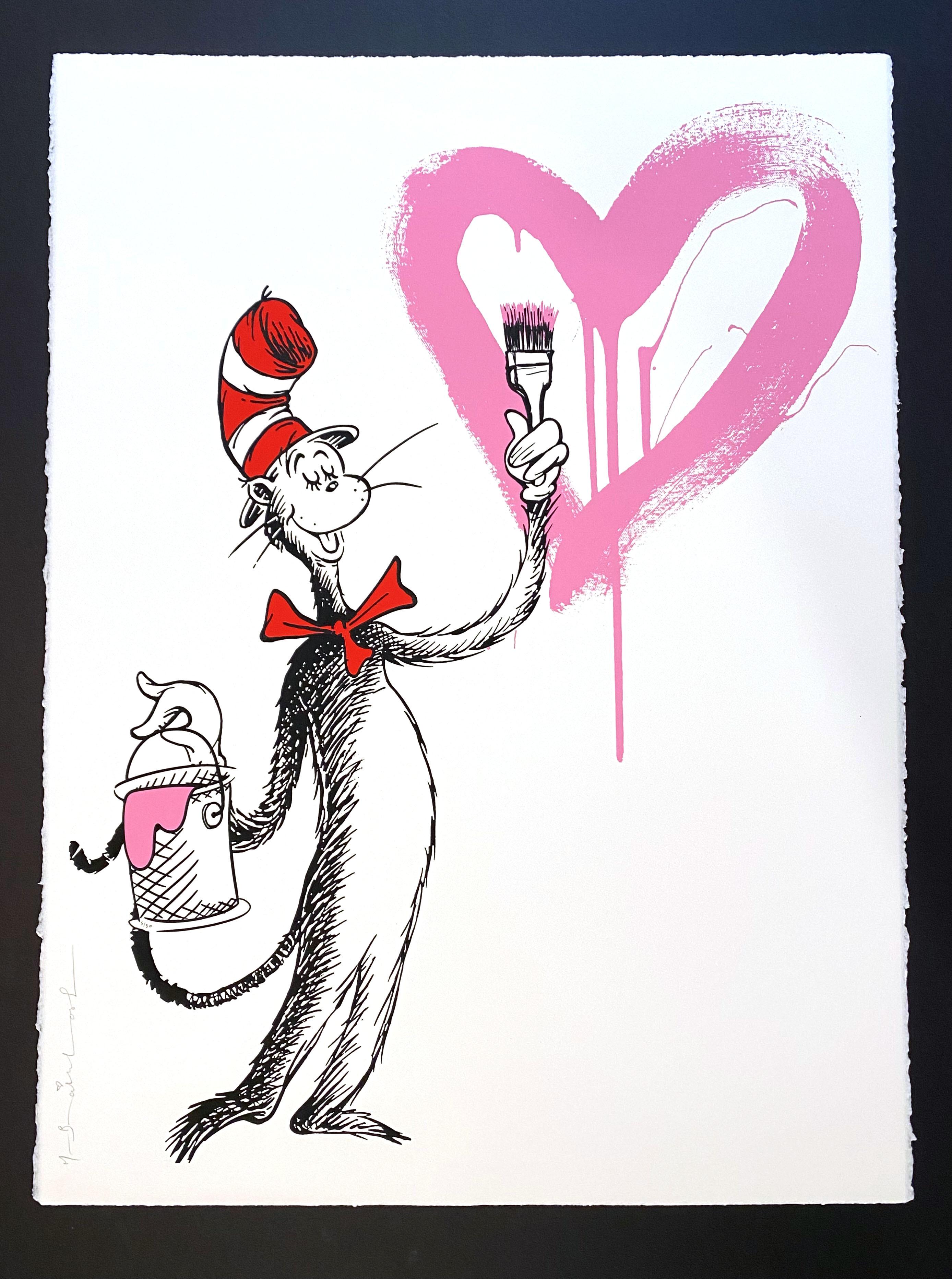 The Cat and The Heart (Pink) - Print by Mr. Brainwash