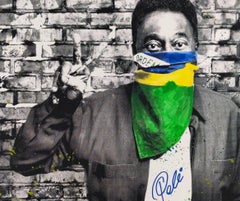The King Pele, Flag Portrait, Mr. Brainwash, Handfinished Street Art Print