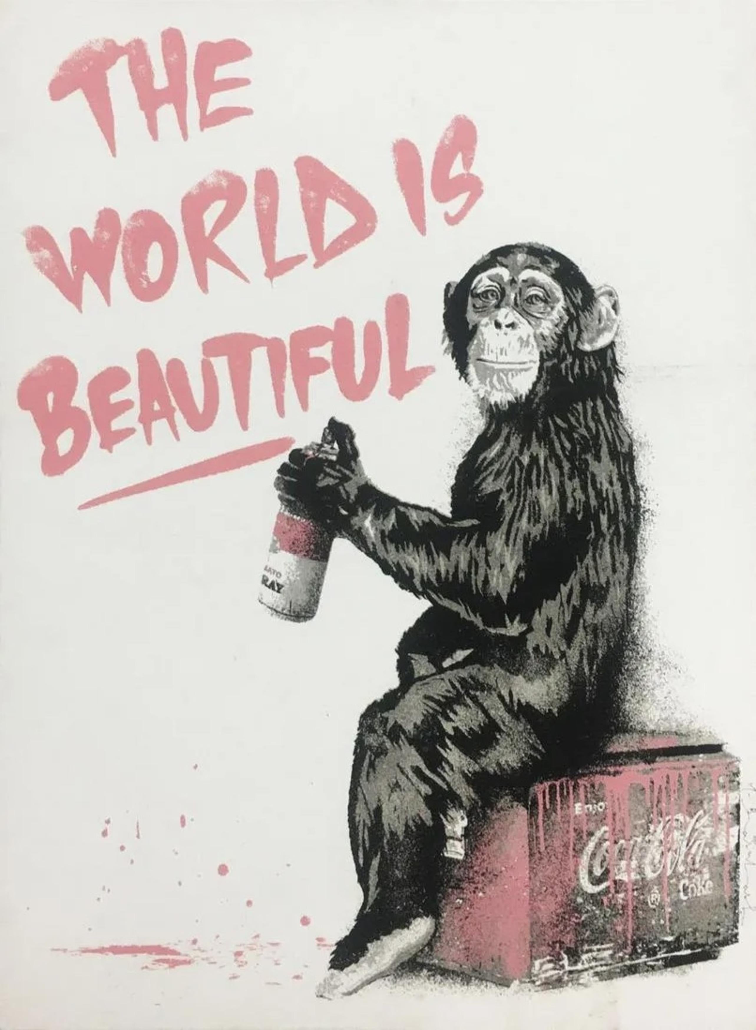 The World is Beautiful (Pink) - Print by Mr. Brainwash