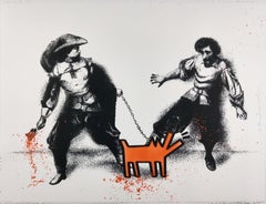 Aufgepasst! Orange von Mr. Brainwash – Street Art-Druck:: einzigartig und handgefertigt