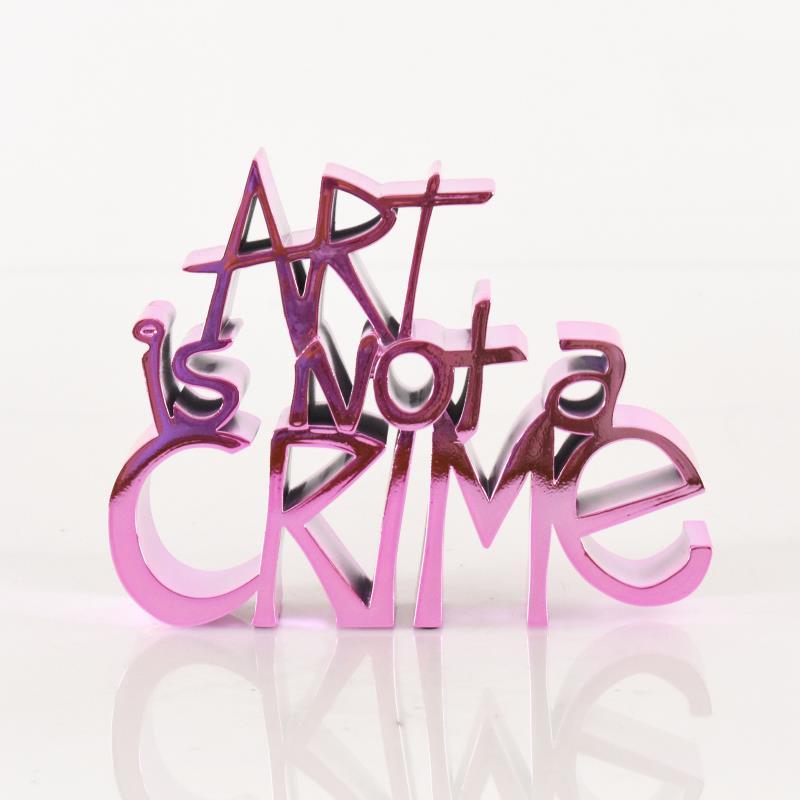 Mr. Brainwash Figurative Sculpture - "Art Is Not a Crime (Chrome Pink)" Limited Edition Resin Sculpture