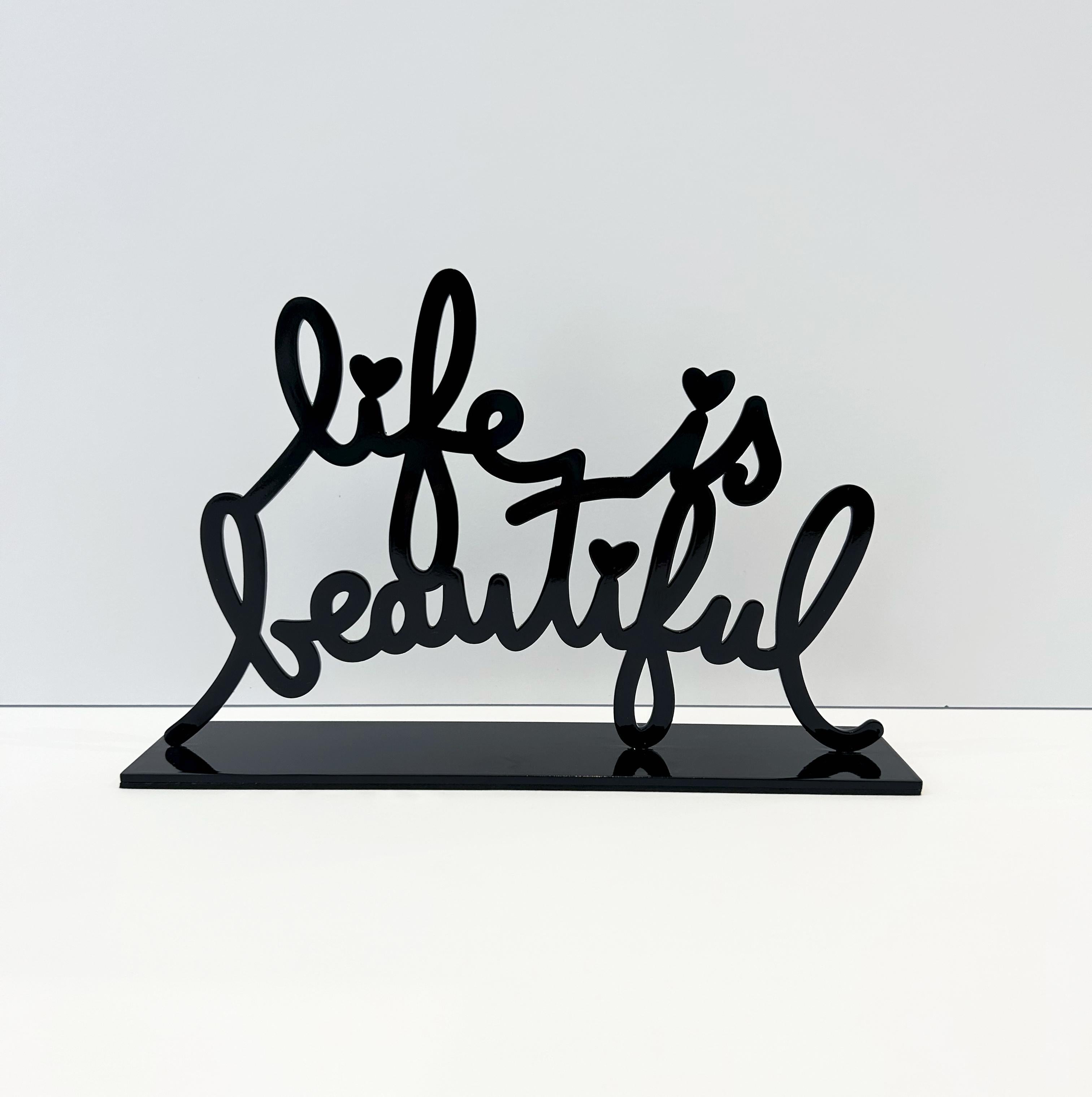 La vita è bella (nero) - Sculpture Street Art di Mr. Brainwash